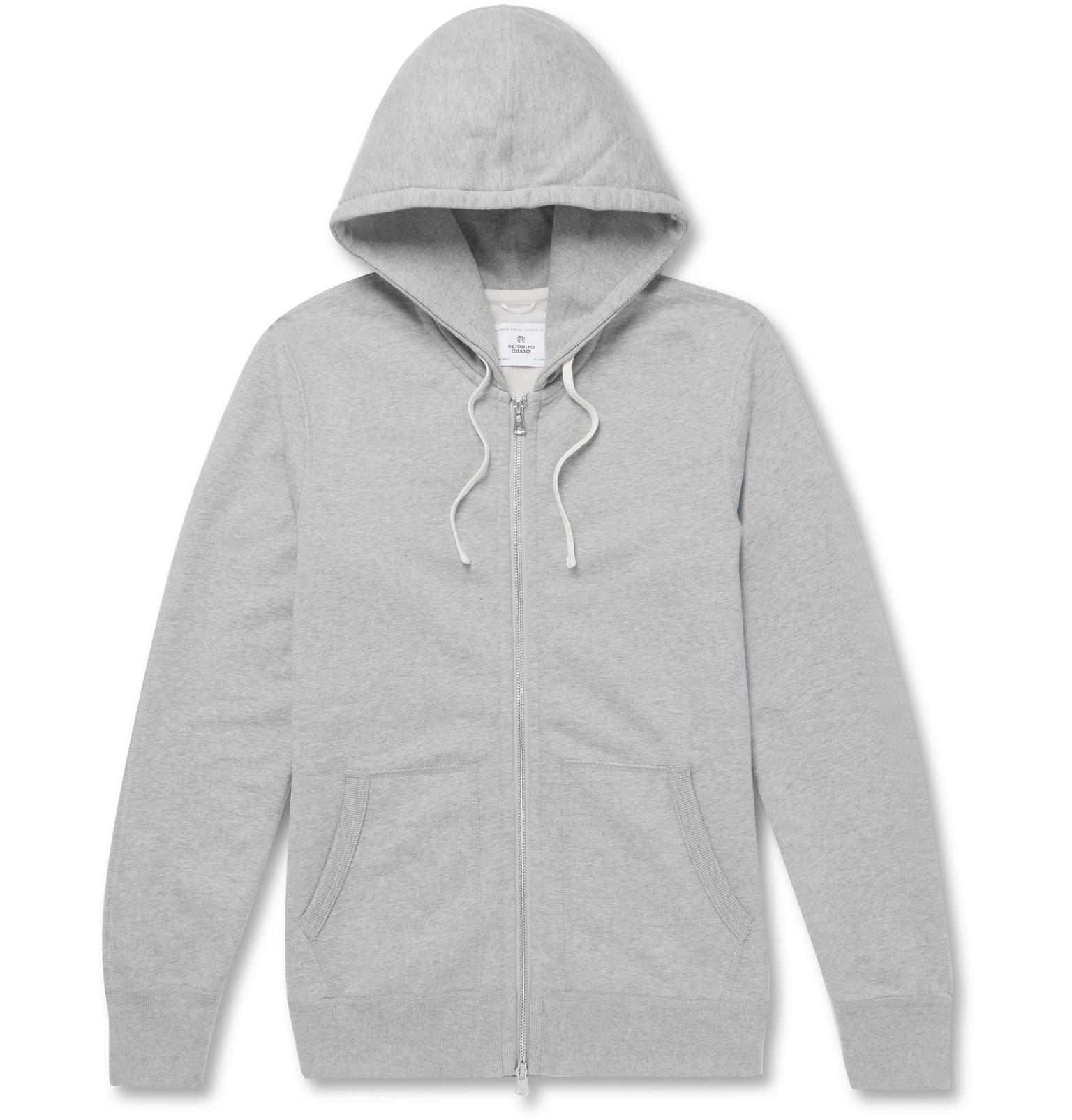 Reigning Champ Slim-fit Mélange Loopback Cotton-jersey Zip-up Hoodie in ...