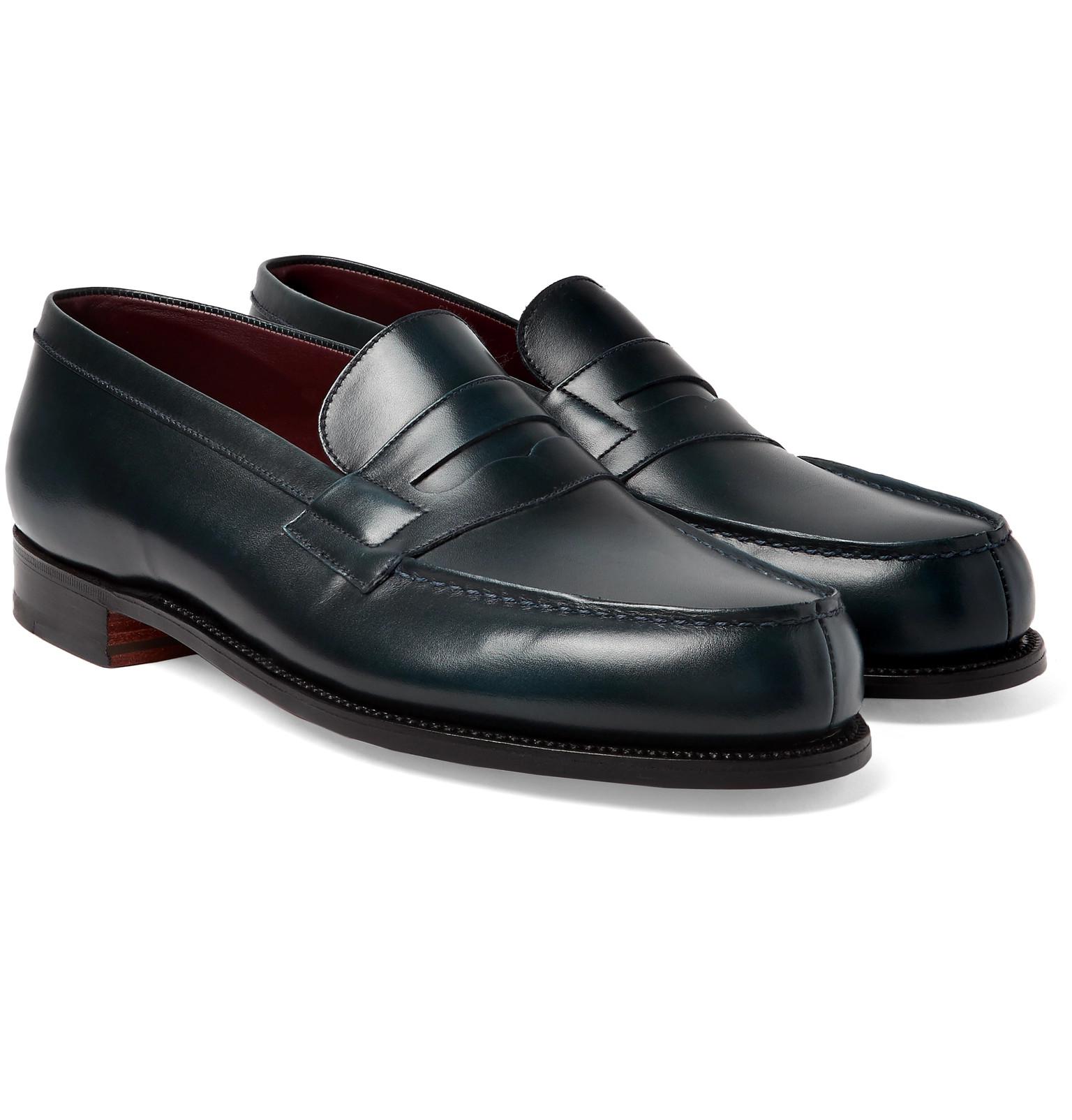 J.M. Weston Leather Penny Loafers in Teal (Black) for Men - Lyst