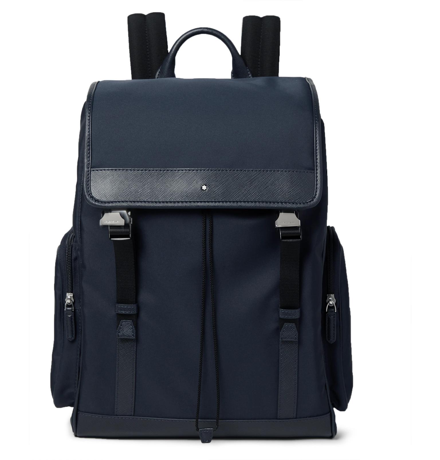 Montblanc Sartorial Jet Cross-grain Leather-trimmed Nylon Backpack in ...