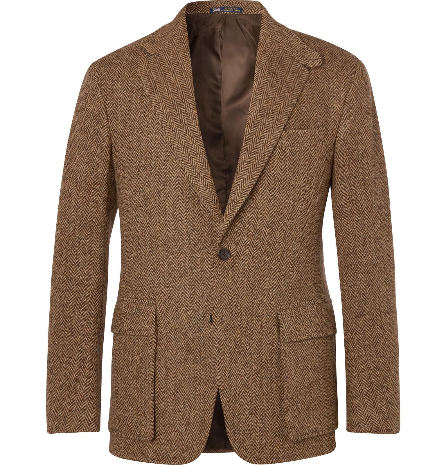 Polo Ralph Lauren Tan Slim-fit Herringbone Wool Suit Jacket in Brown ...