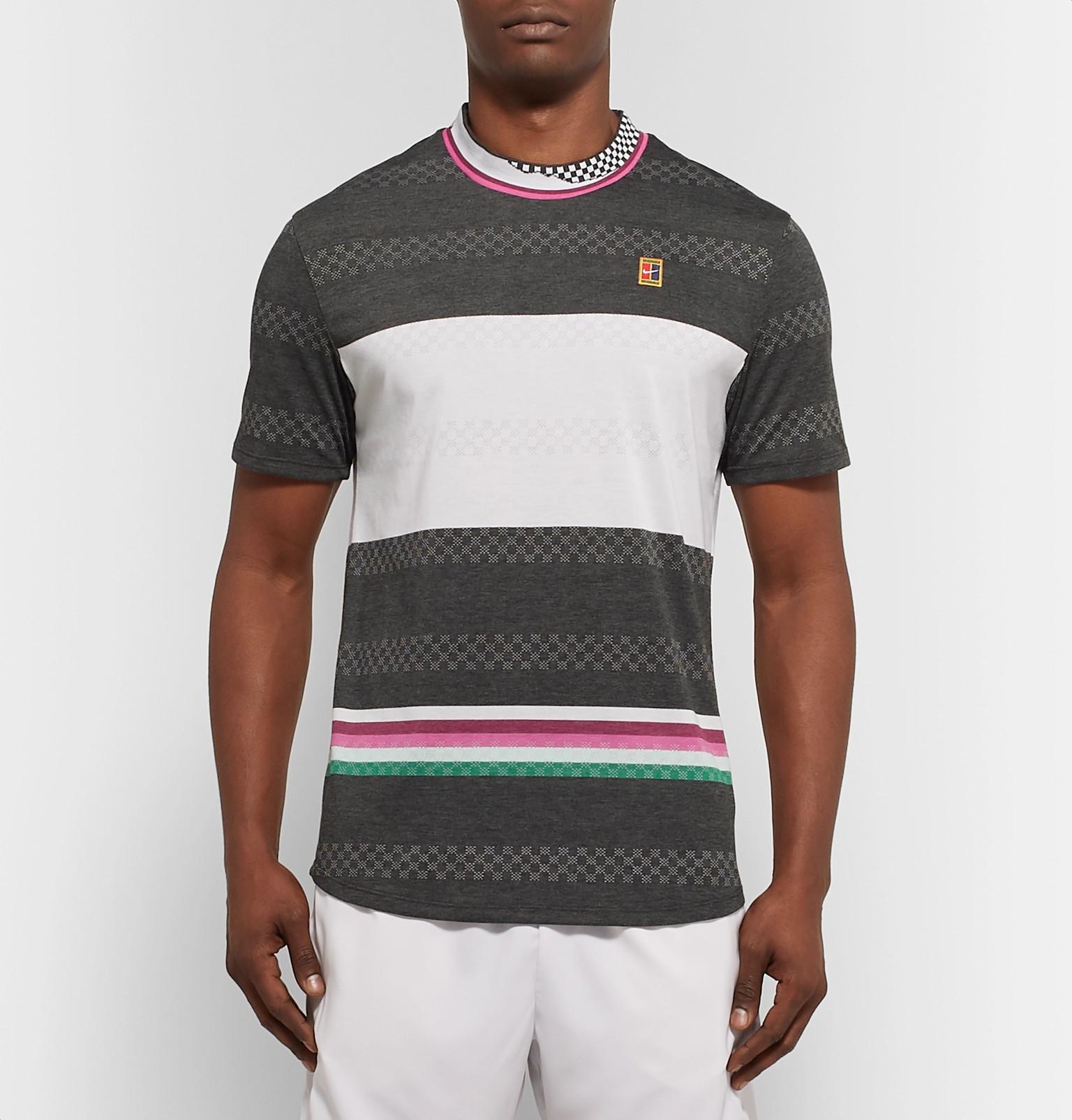 Nike Nikecourt Challenger Slim-fit Striped Dri-fit Tennis T-shirt in Dark  Gray (Grey) for Men | Lyst Canada
