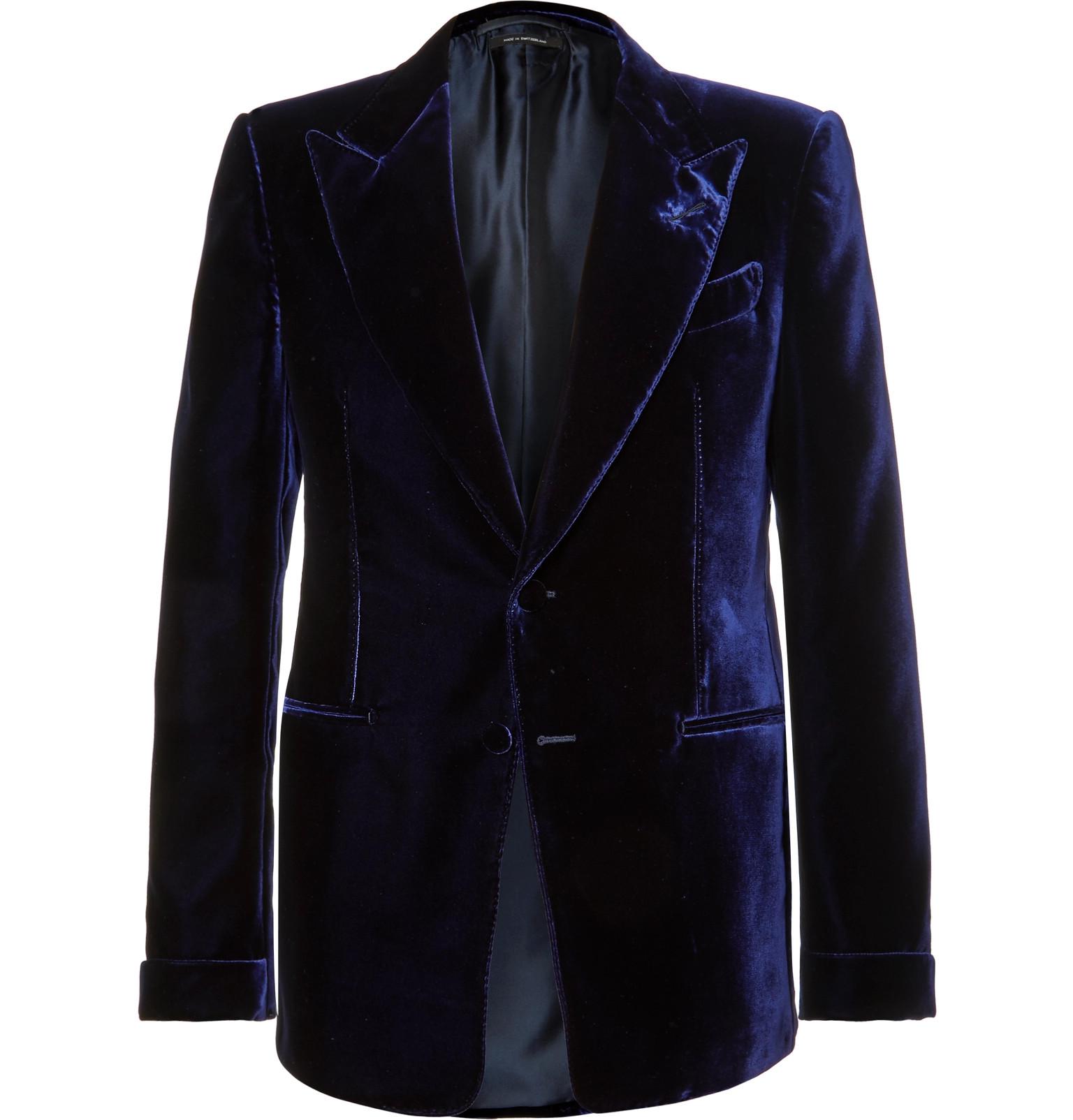 fjerne Dekorative median Tom Ford Blue Shelton Slim-fit Velvet Tuxedo Jacket for Men | Lyst