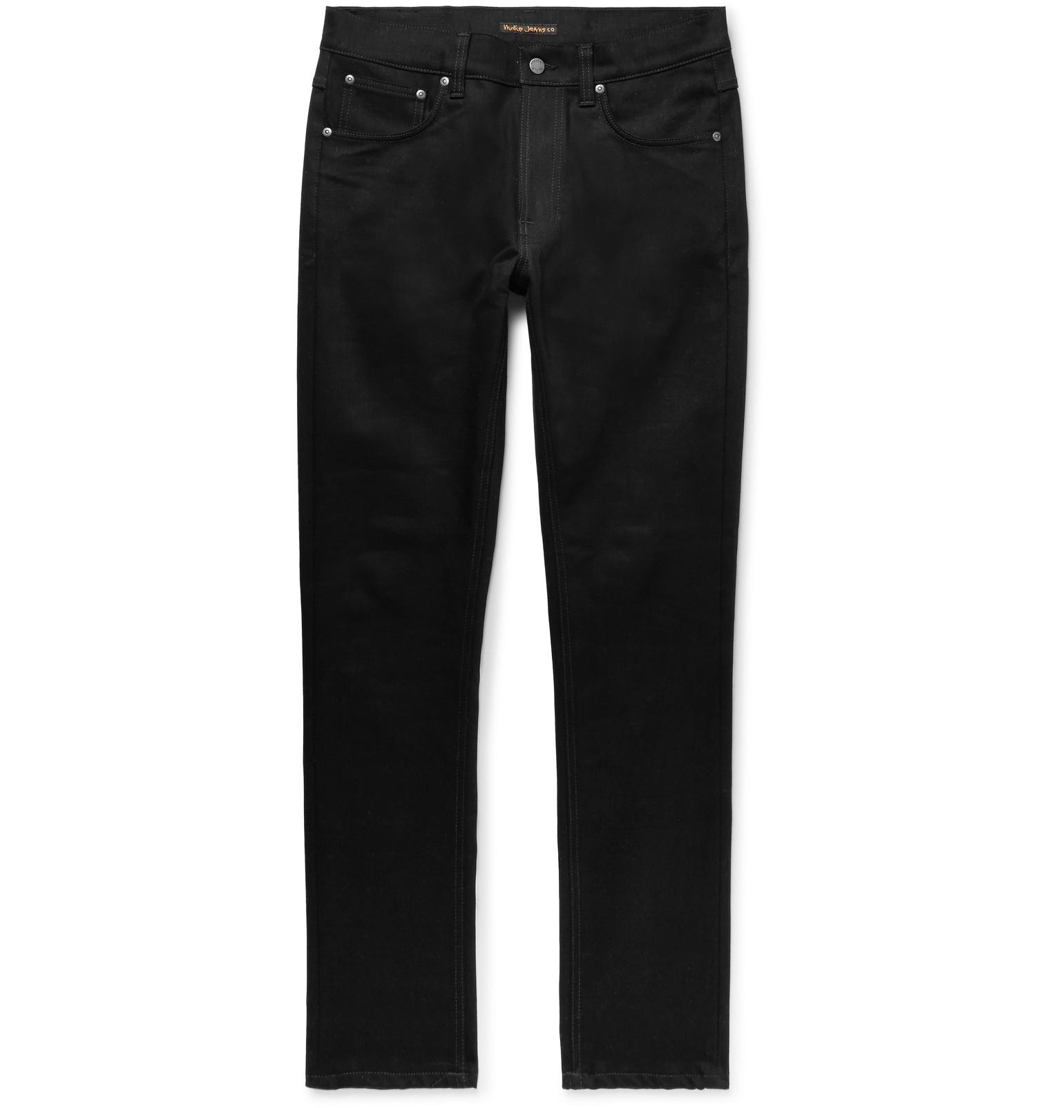 Nudie Jeans Lean Dean Slimfit Stretchdenim Jeans in Black for Men Lyst