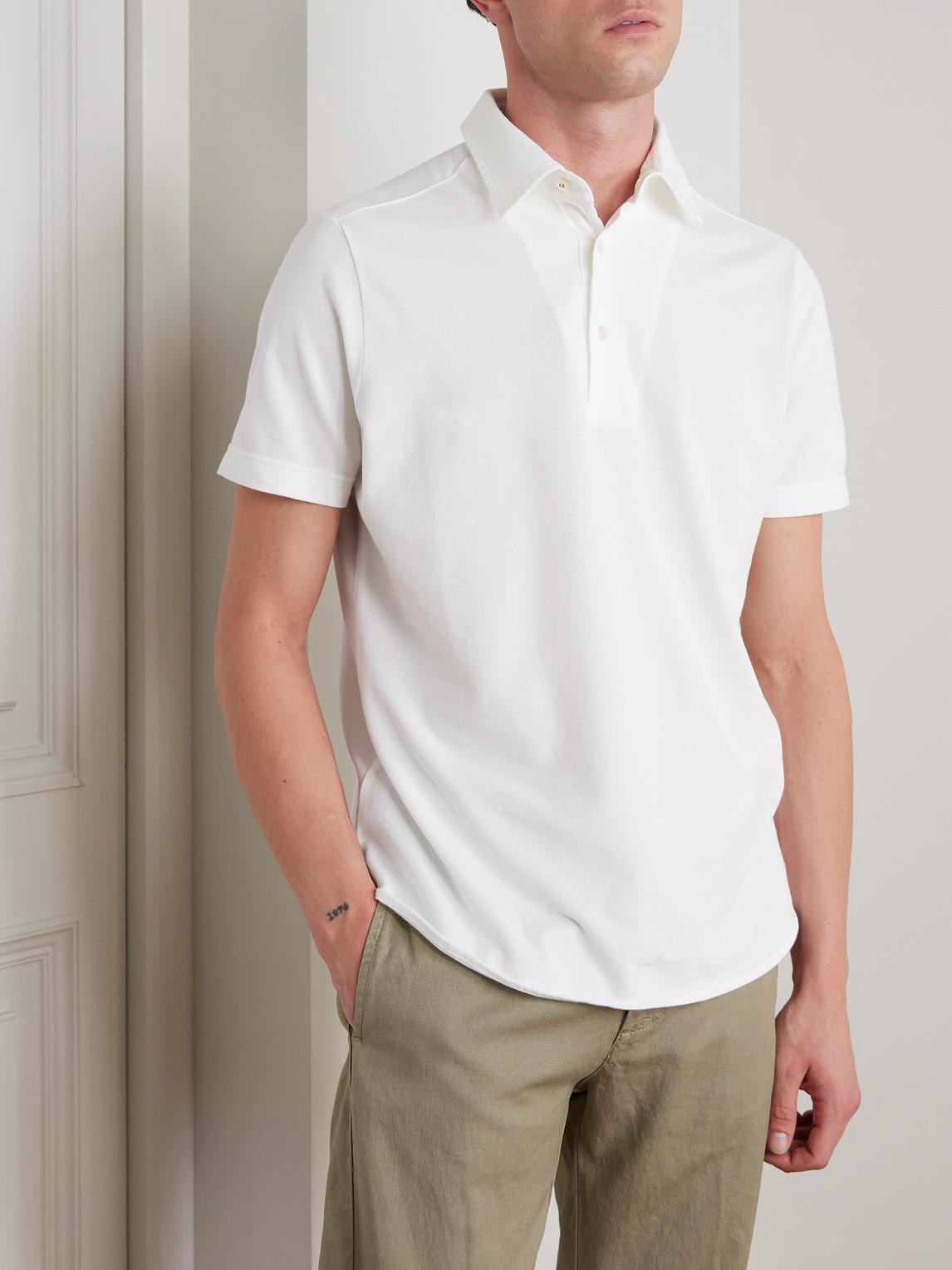 Loro Piana Cotton-Piqué Polo Shirt in White for Men Lyst UK