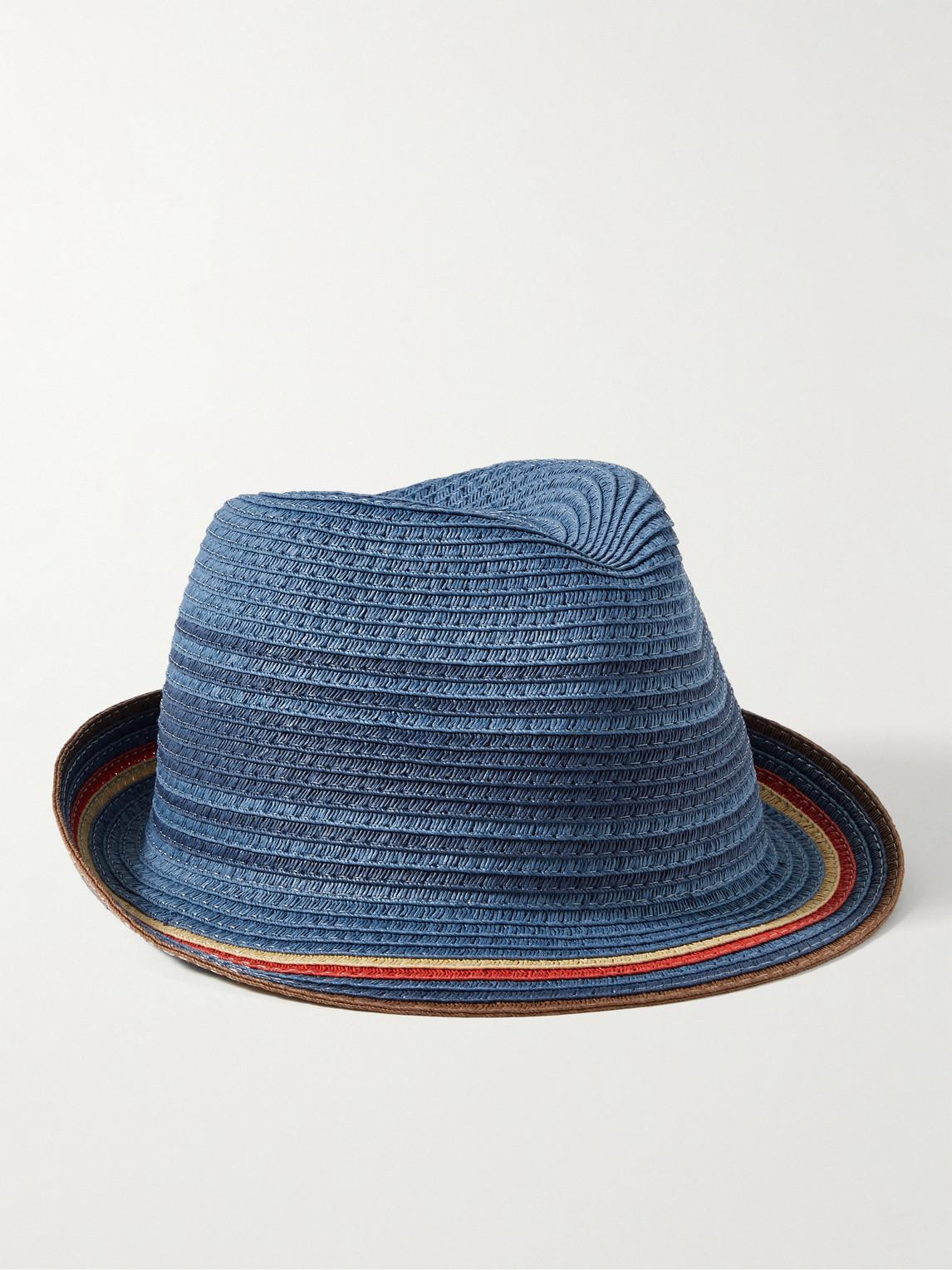 Paul Smith Striped Braided Straw Trilby Hat in Blue for Men | Lyst UK