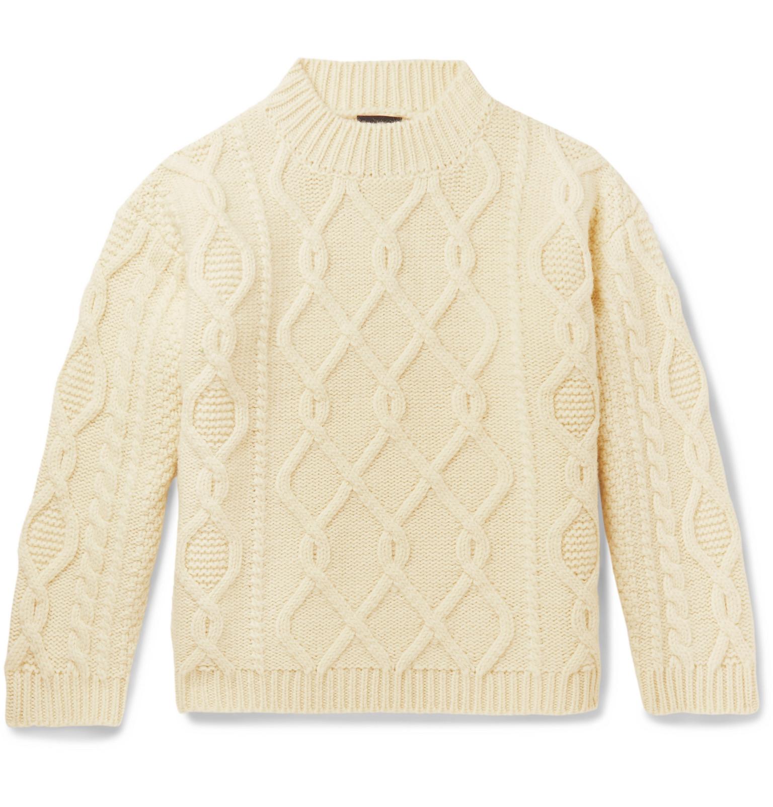 Drake's Cable-knit Wool Sweater in Natural for Men - Lyst