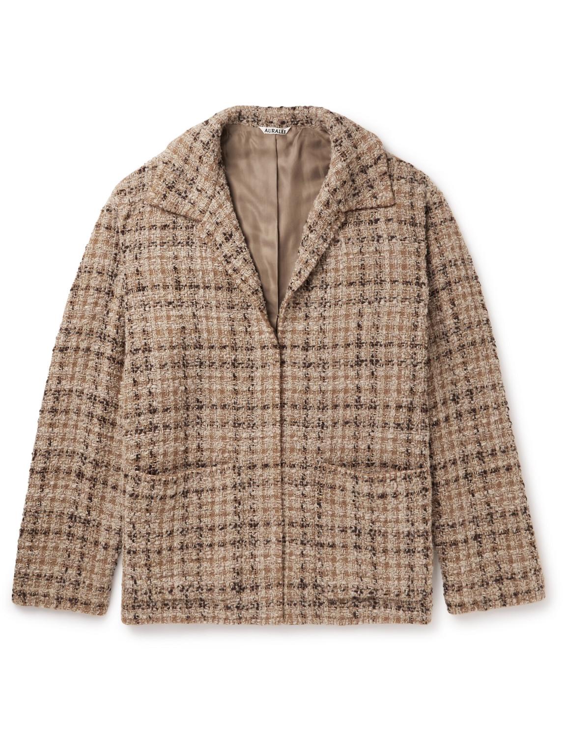 AURALEE Homespun Wool-blend Tweed Coat in Brown for Men | Lyst