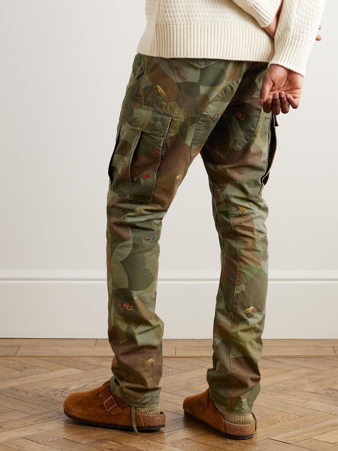 POLO RALPH LAUREN Slim-Fit Straight-Leg Embroidered Camouflage-Print  Cotton-Canvas Cargo Trousers for Men