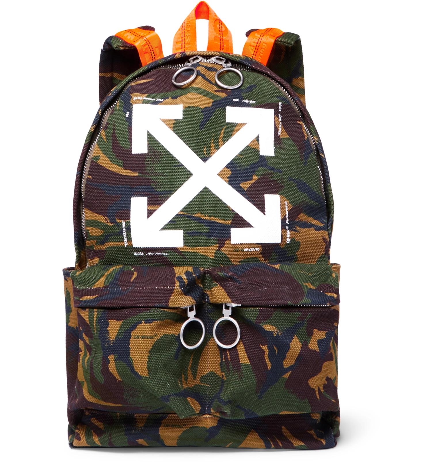 Off-White c/o Virgil Abloh Camouflage-print Cotton-canvas Backpack in Green  for Men - Lyst