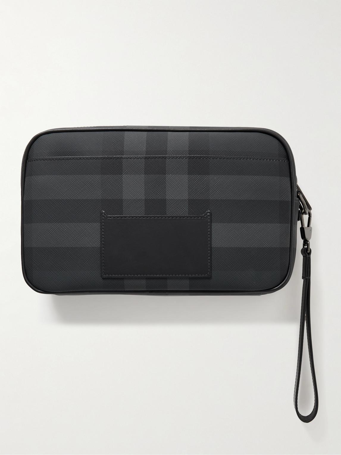Burberry Checked Coated canvas Pouch in Black for Men Lyst UK