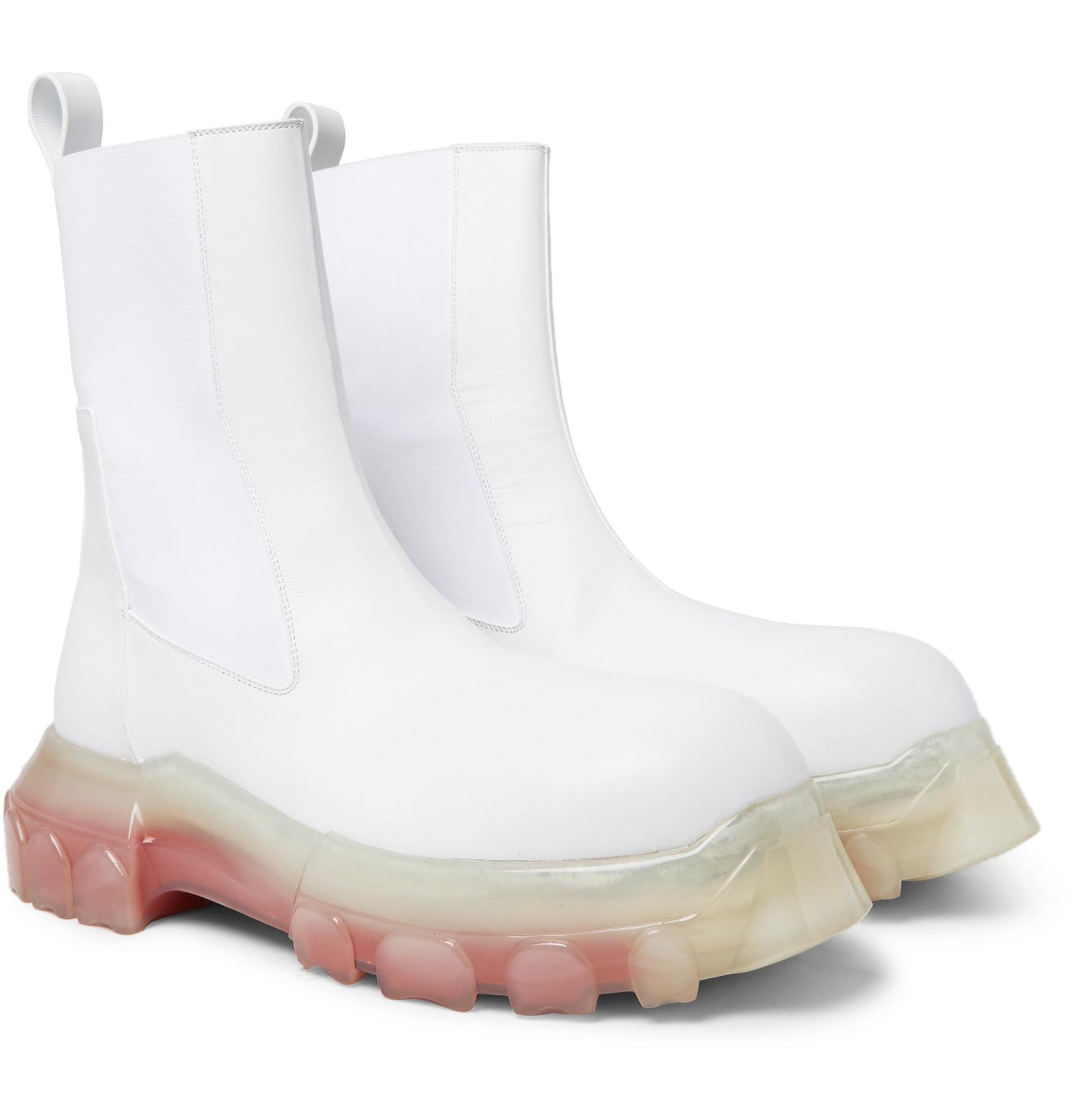 Rick Owens Mega Bozo Tractor Beetle Leather Boots in White for Men 