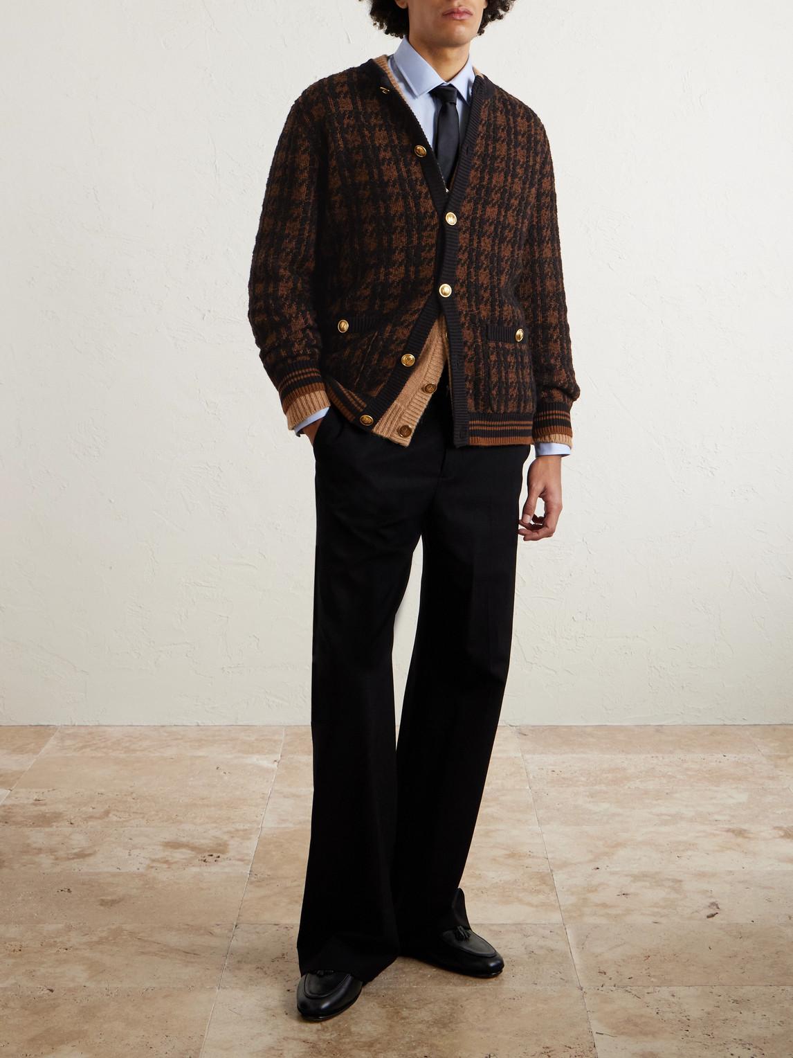 Valentino Garavani Houndstooth Wool-Blend Cardigan in Black Valentino Garavani Houndstooth Wool-Blend Cardigan in Black