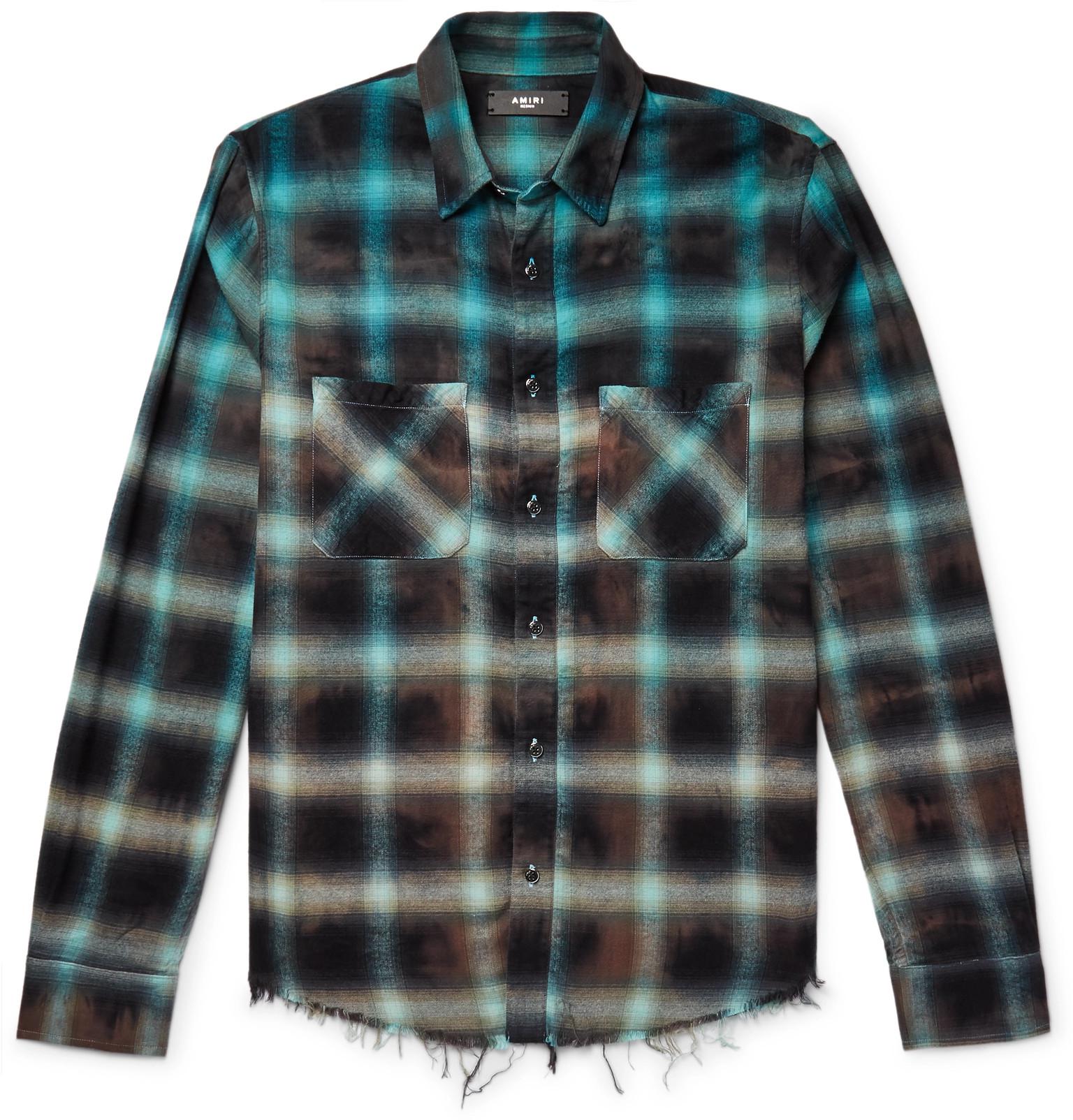Amiri Distressed Tie-dyed Checked 