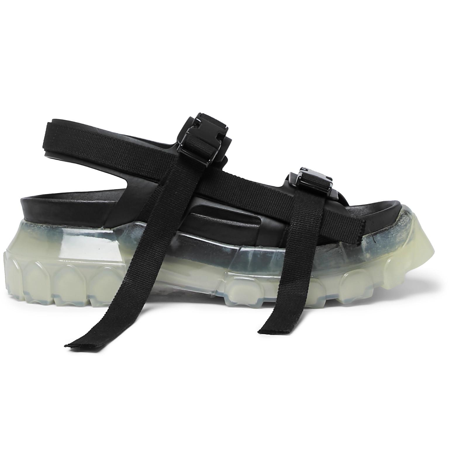 Rick Owens Leather Tractor Sandal in Black for Men - Lyst