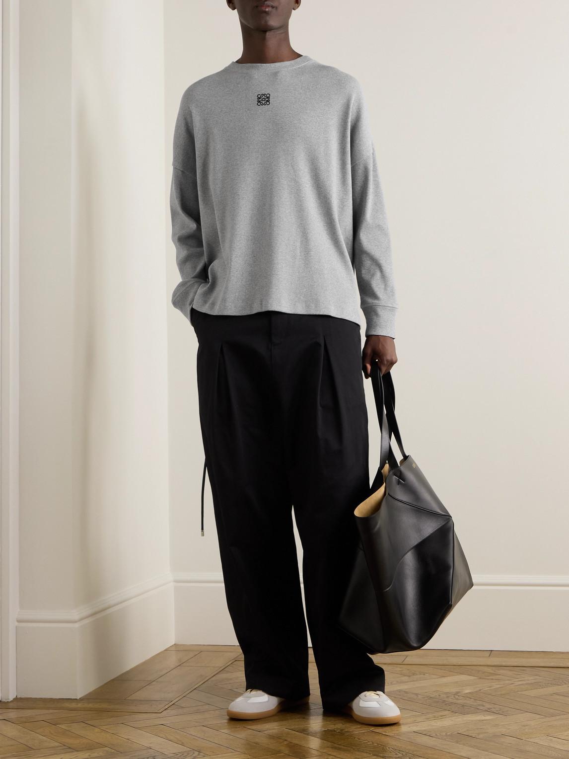 Loewe Oversized Logo-Embroidered Ribbed Cotton T-Shirt in