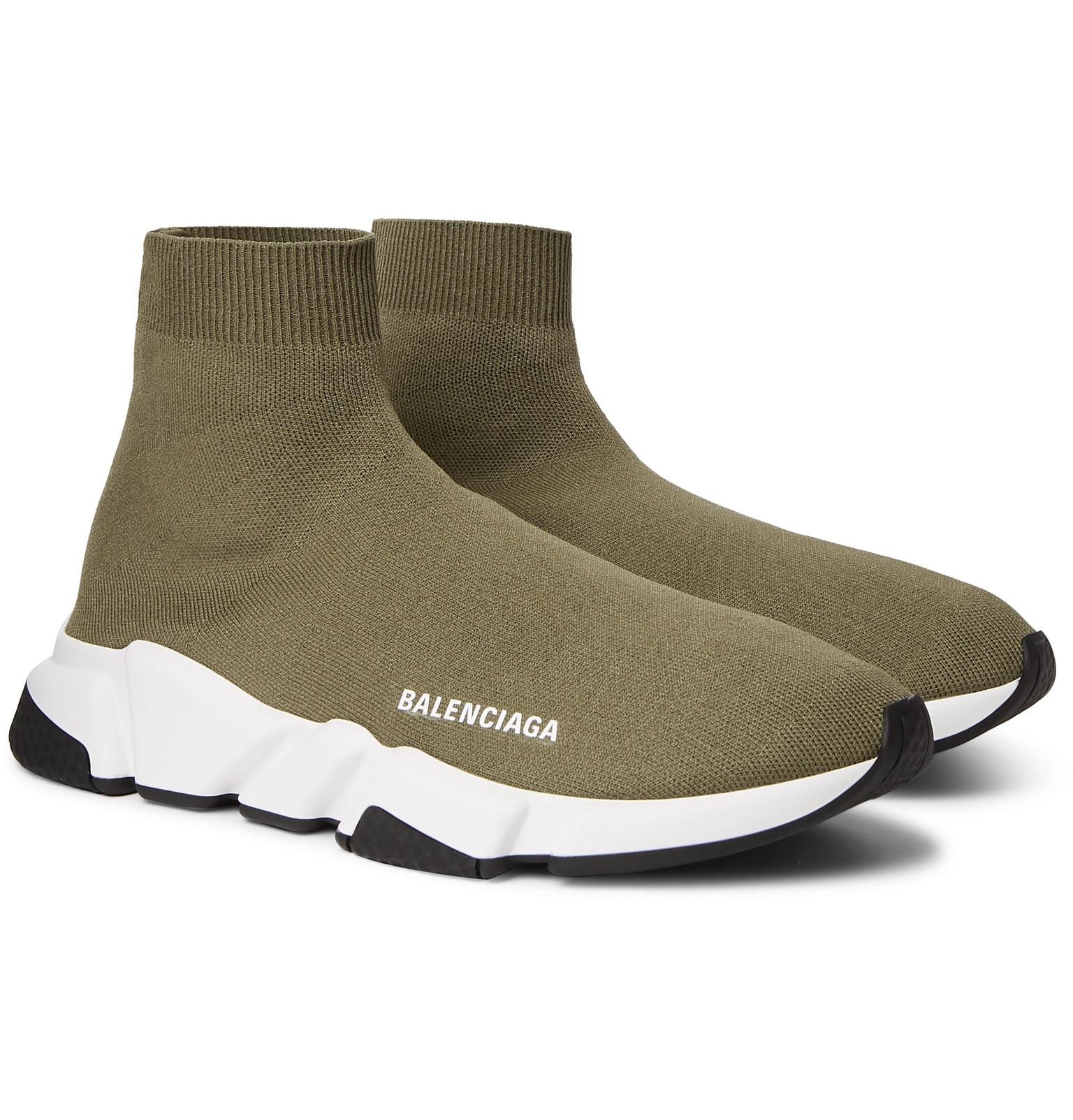 Balenciaga Synthetic Speed Sneakers In Stretch-knit in Khaki (Green) for  Men | Lyst