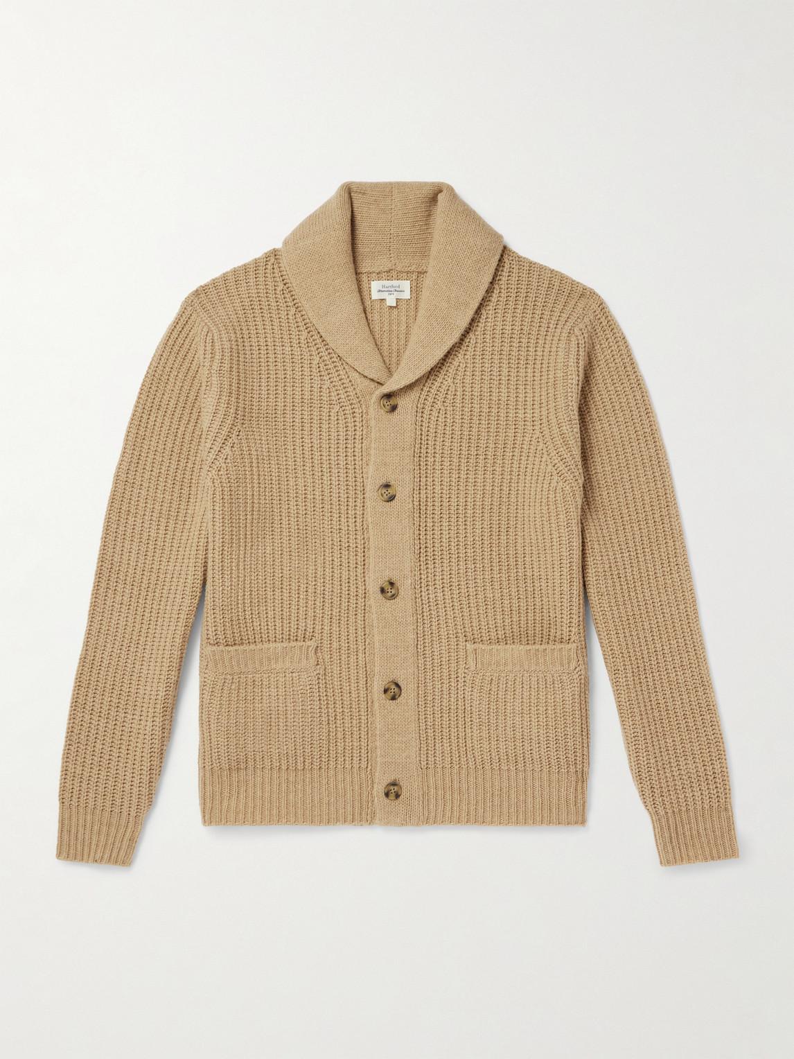 Hartford Shawl Collar Ribbed Wool Cardigan in Natural for Men Lyst UK