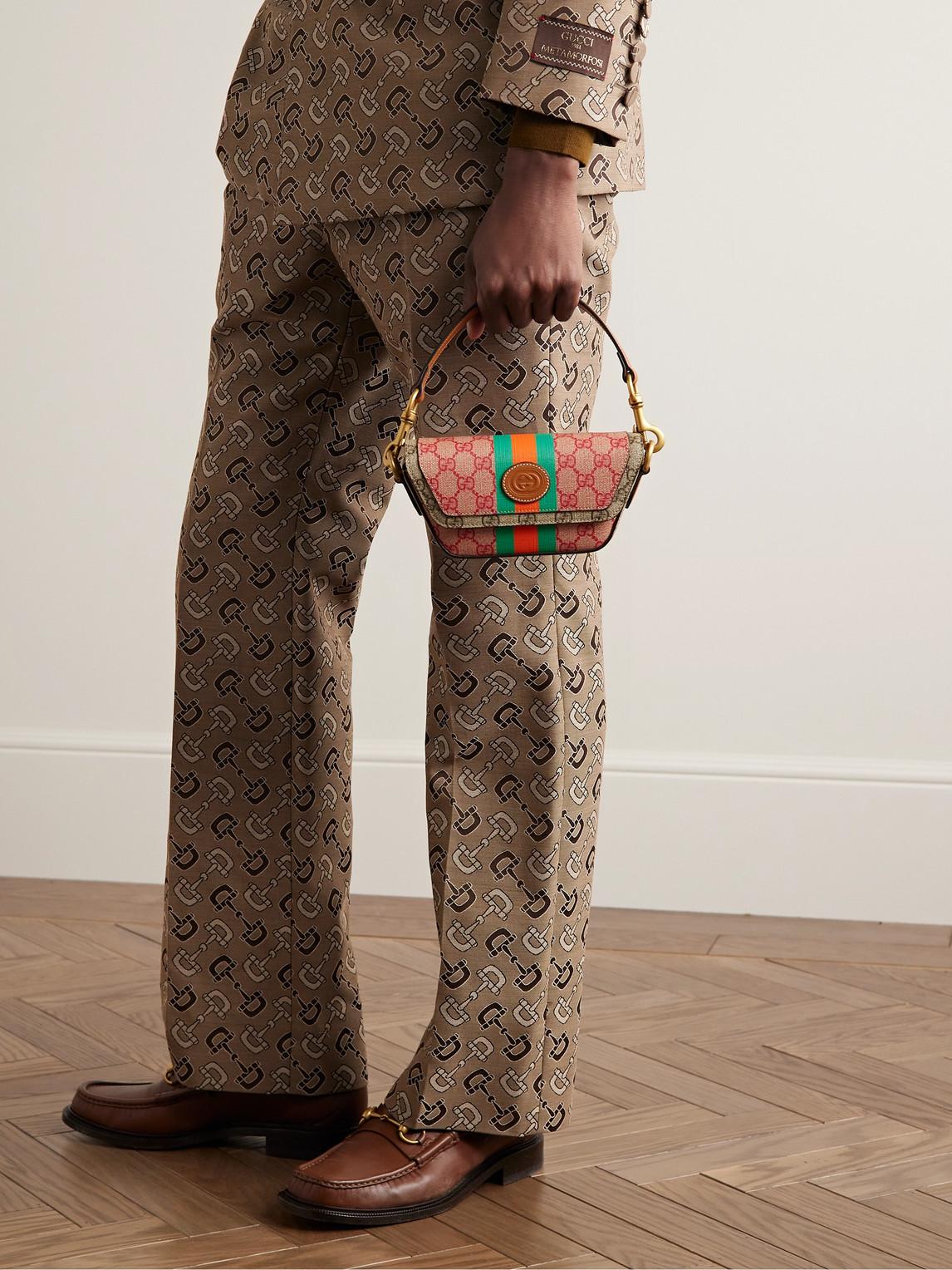 Gucci XL Coated Monogram Canvas Slim Messenger Shoulder Bag