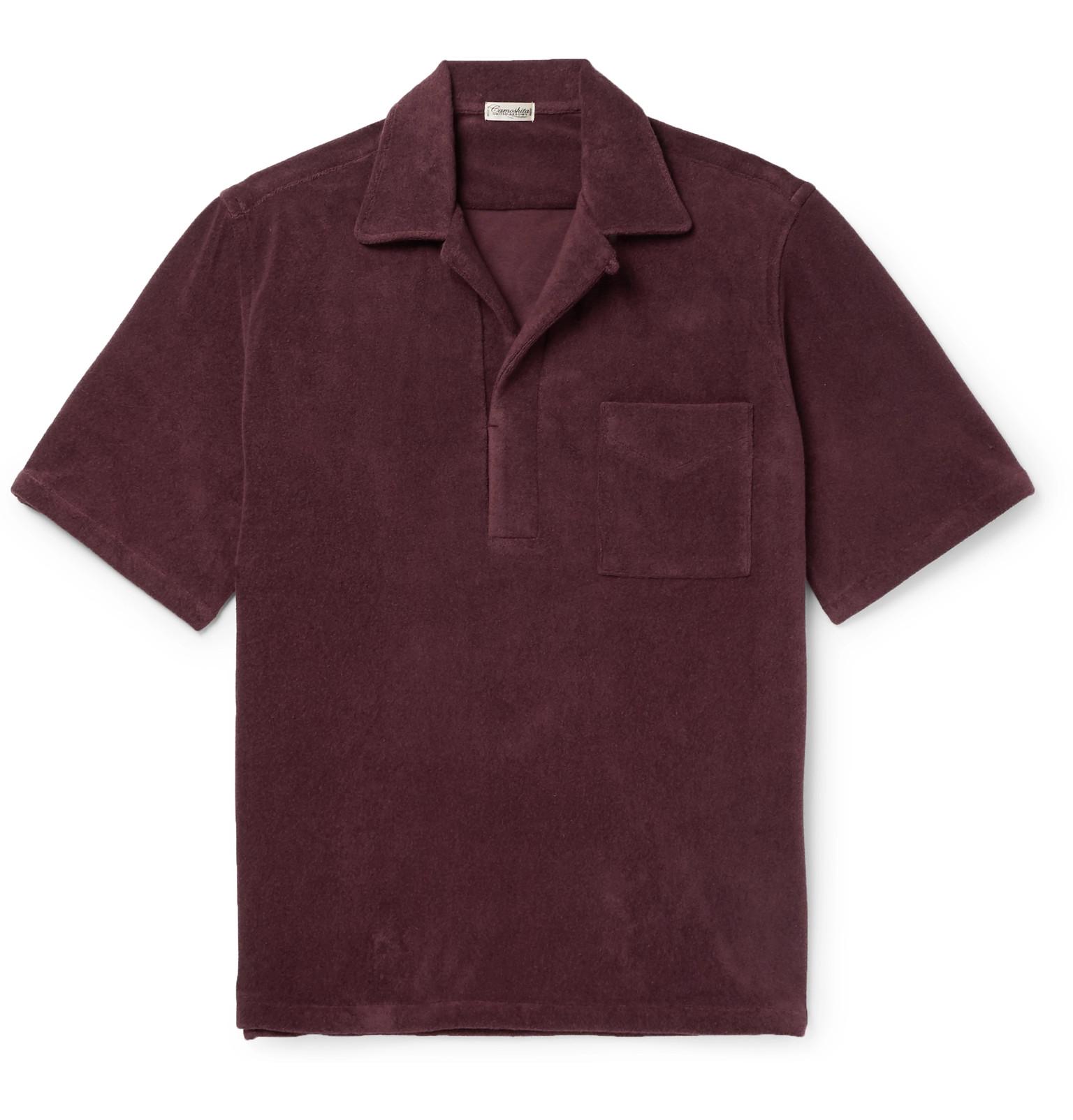 Camoshita Camp-collar Cotton-blend Terry Polo Shirt in Purple for Men | Lyst