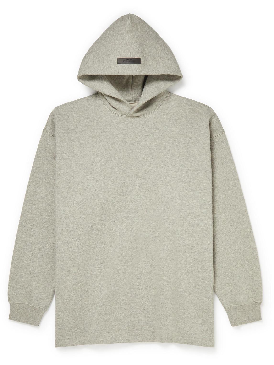 Fear of God ESSENTIALS Logo-flocked Cotton-blend Jersey Hoodie in Gray ...