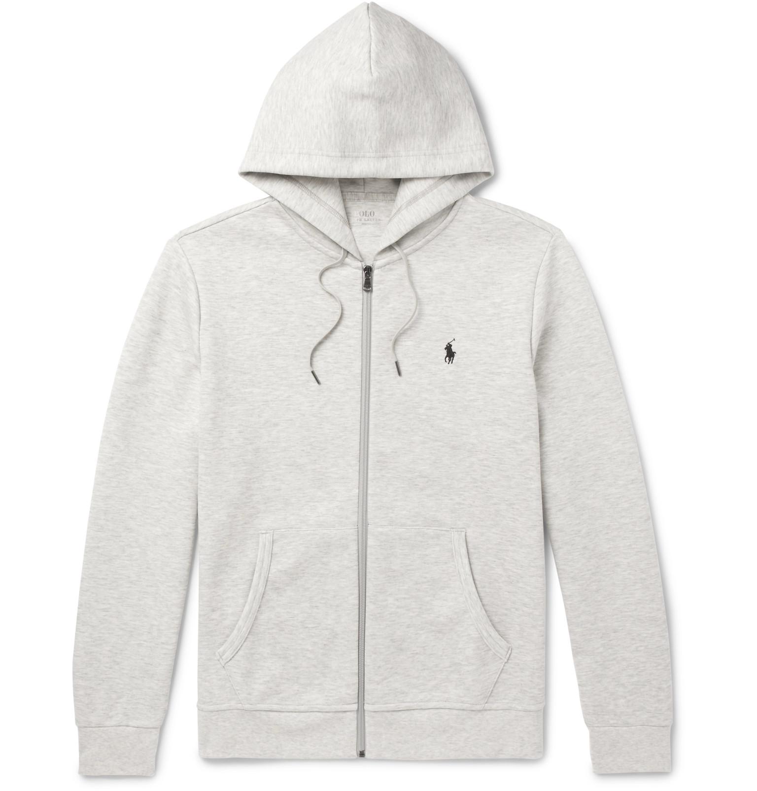 Polo Ralph Lauren Synthetic Mélange Jersey Zip-up Hoodie in Light Gray