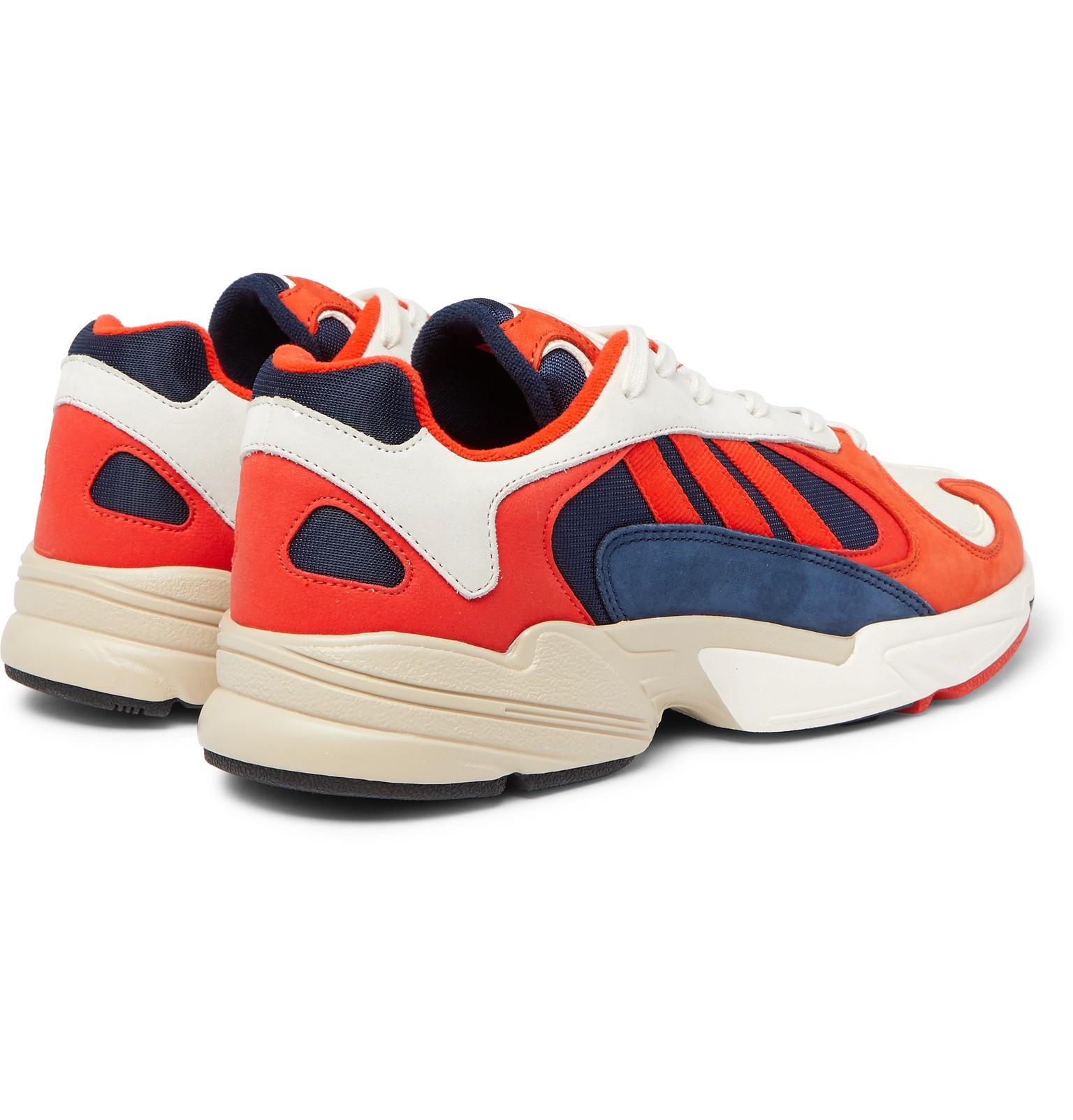 mens adidas yung 1 ii red suede trainers