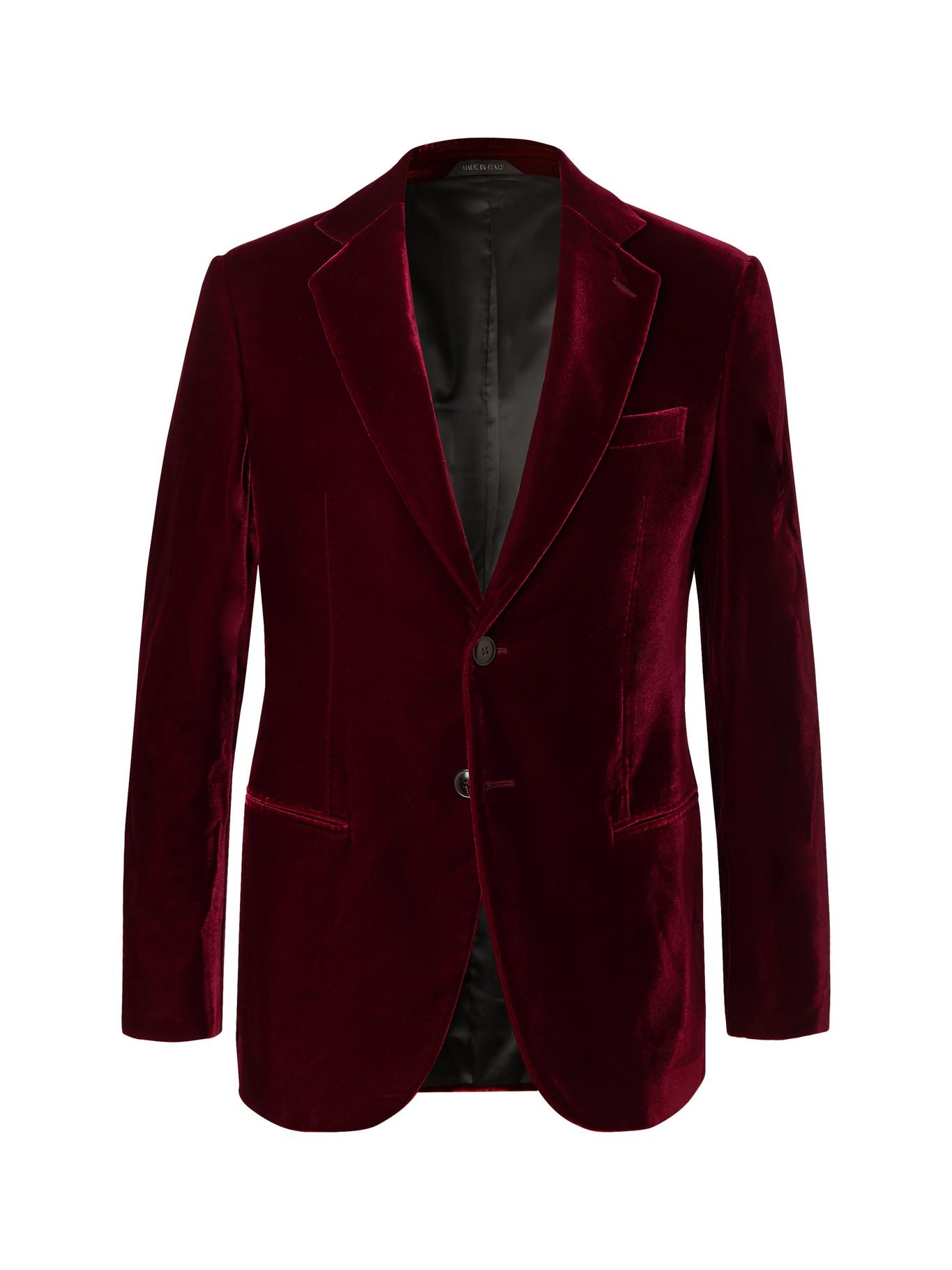Armani Claret Slim-fit Velvet Tuxedo Jacket in Red Men | Lyst