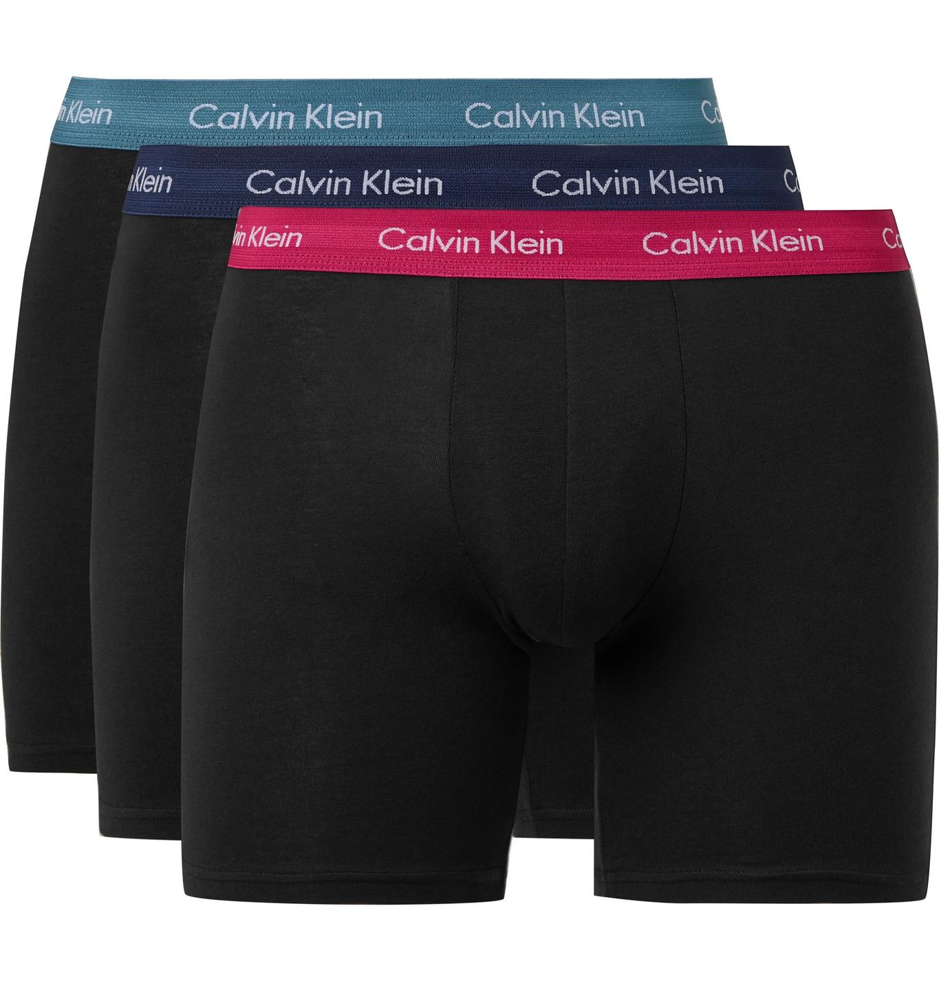 Calvin Klein Threepack Stretchcotton Jersey Boxer Briefs in Black for