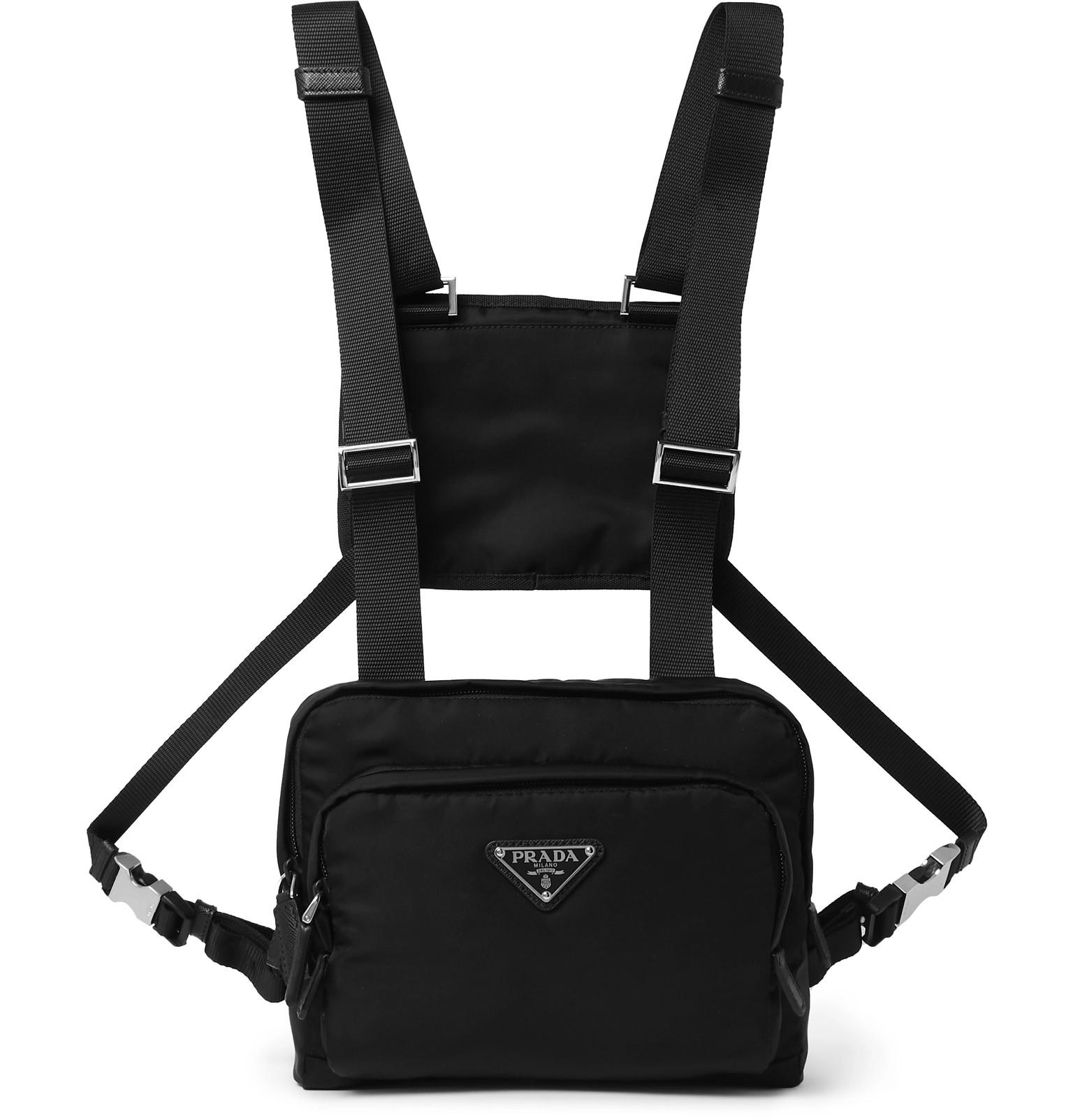 Prada Synthetic Leather-trimmed Nylon Harness Bag in Black for Men - Lyst