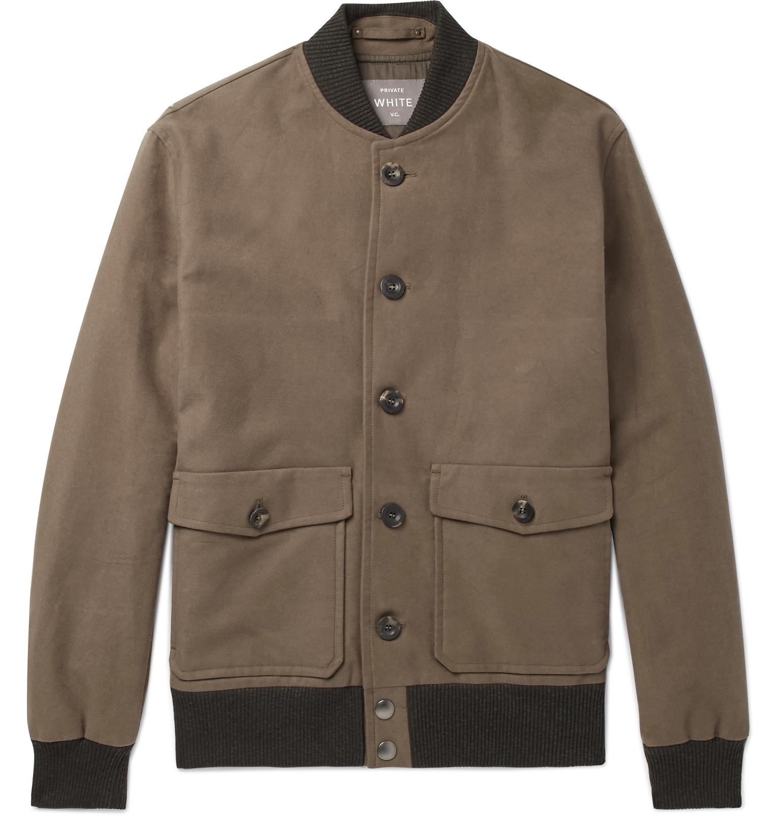 Private White V.c. Stretchcotton Moleskin Bomber Jacket in Green for Men Lyst