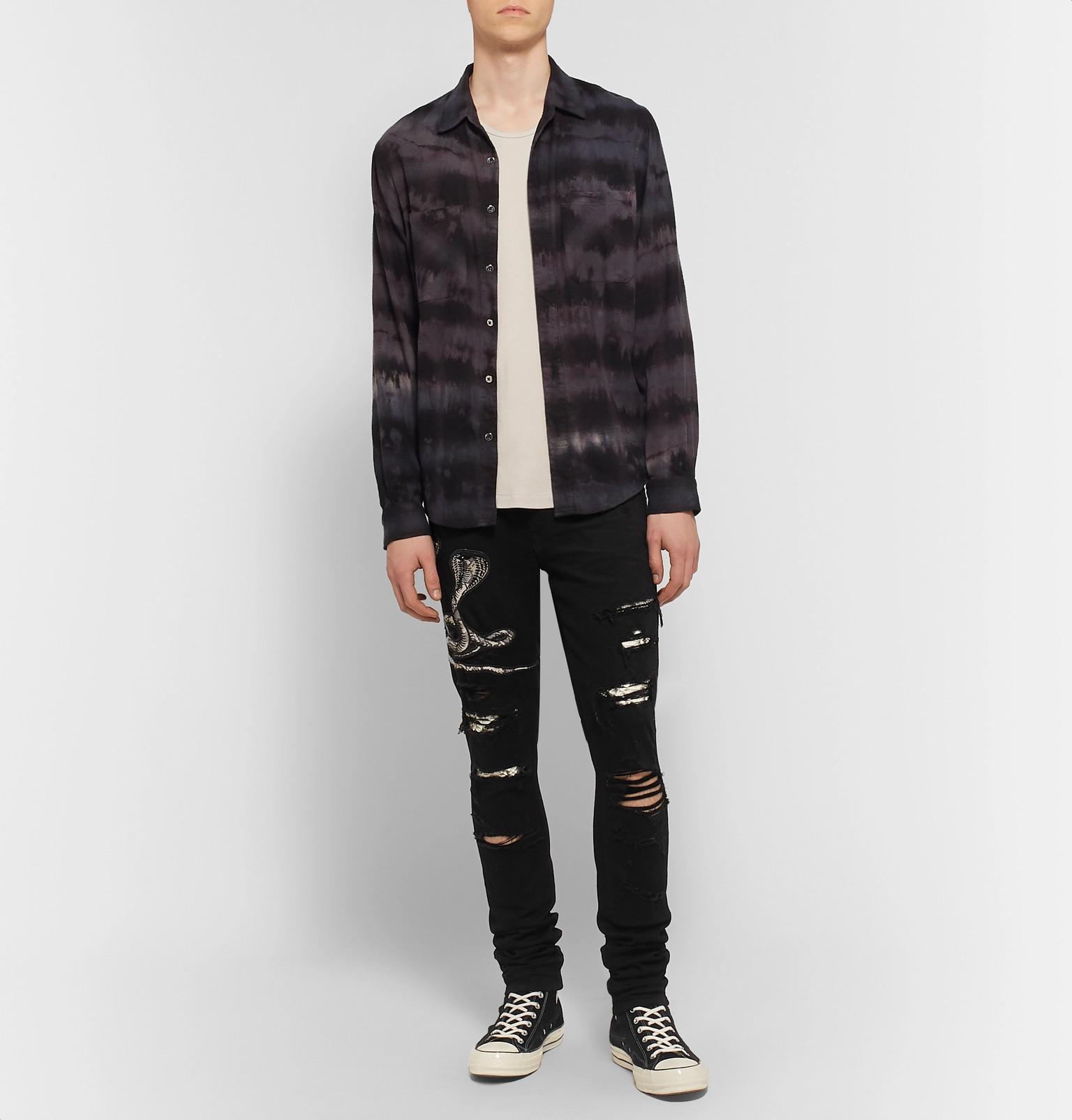 Amiri Cotton Snake Patch Jean in Black 