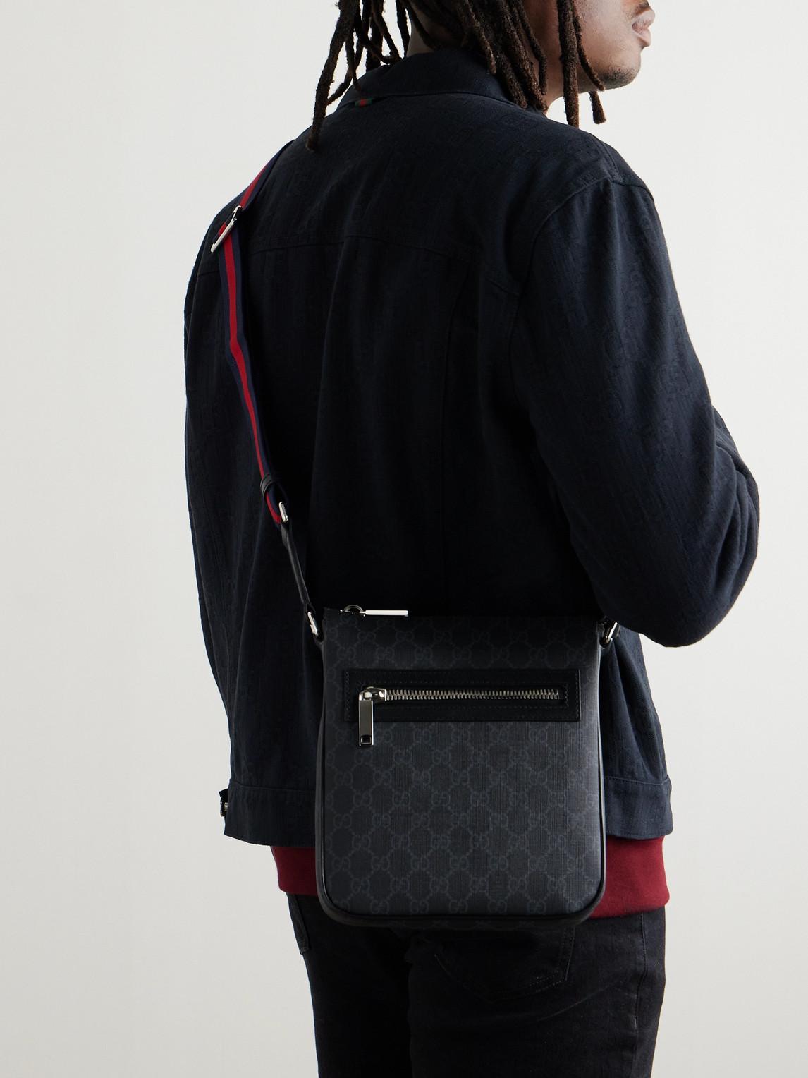 Gucci Gg Leather Trimmed Monogrammed Supreme Coated Canvas Messenger Bag in Black for Men Lyst UK