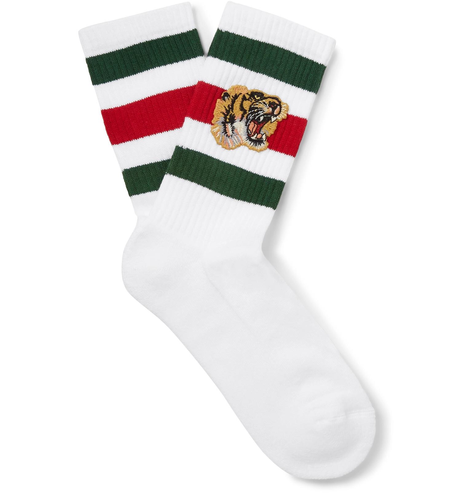 Tiger Embroidery Socks  White Red Green Stretch Cotton TIGER G g  Socks 
