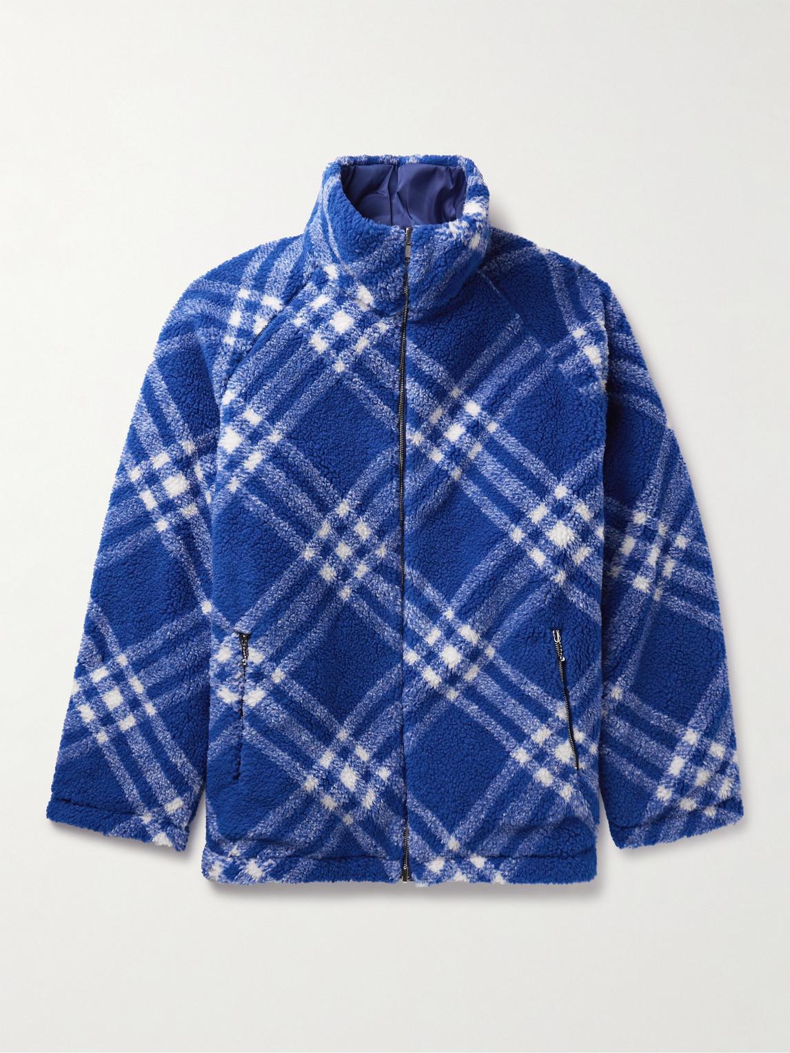 Reversible Check Fleece Jacket in Knight - Women, Wool | Burberry® Official