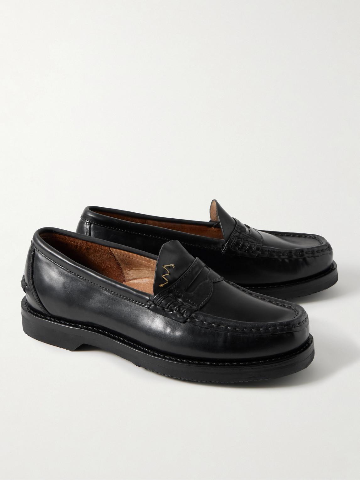 Visvim Fabro Folk Leather Penny Loafers in Black for Men | Lyst 