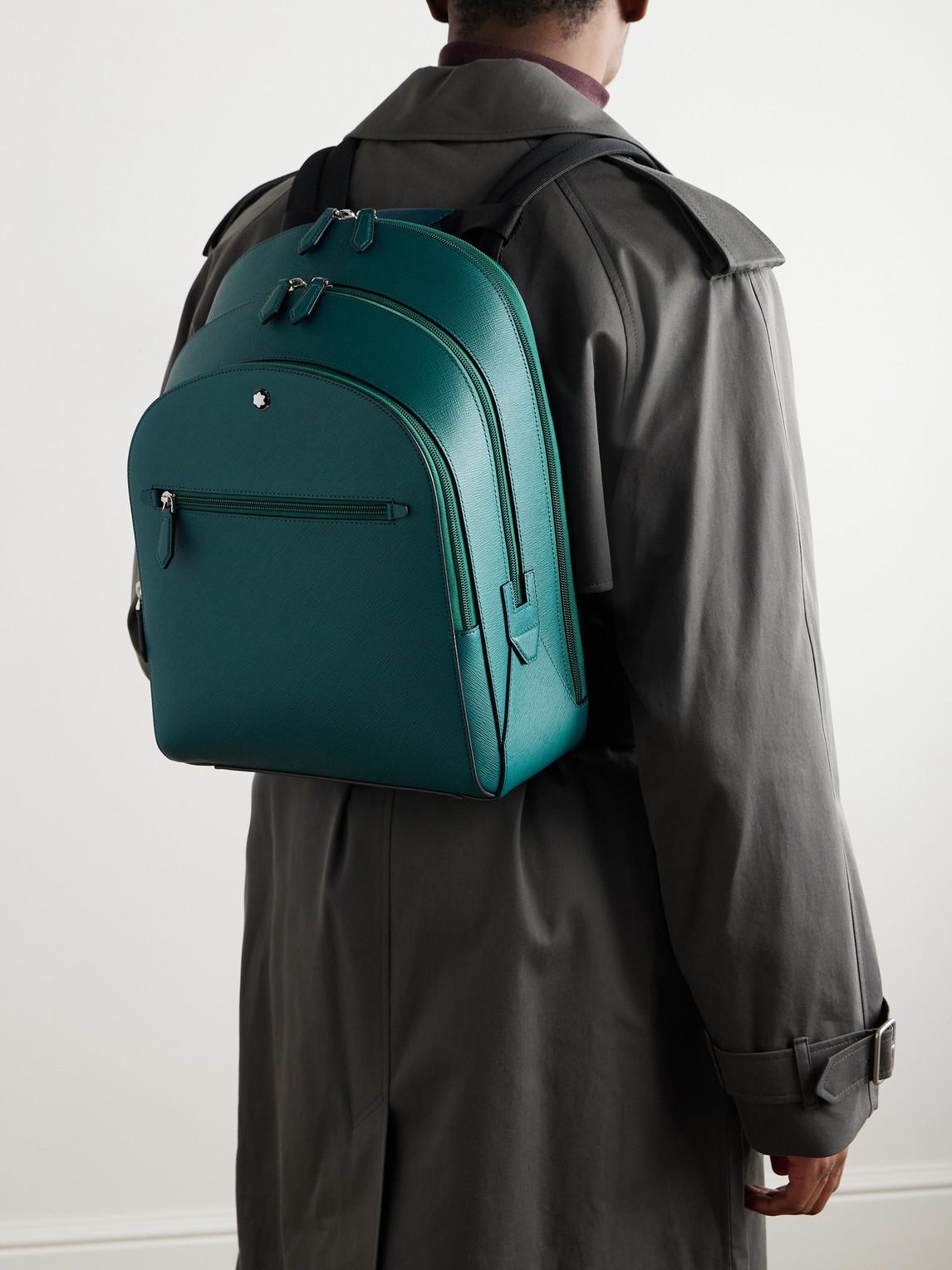 Montblanc Sartorial Medium Cross-Grain Leather Backpack in Green