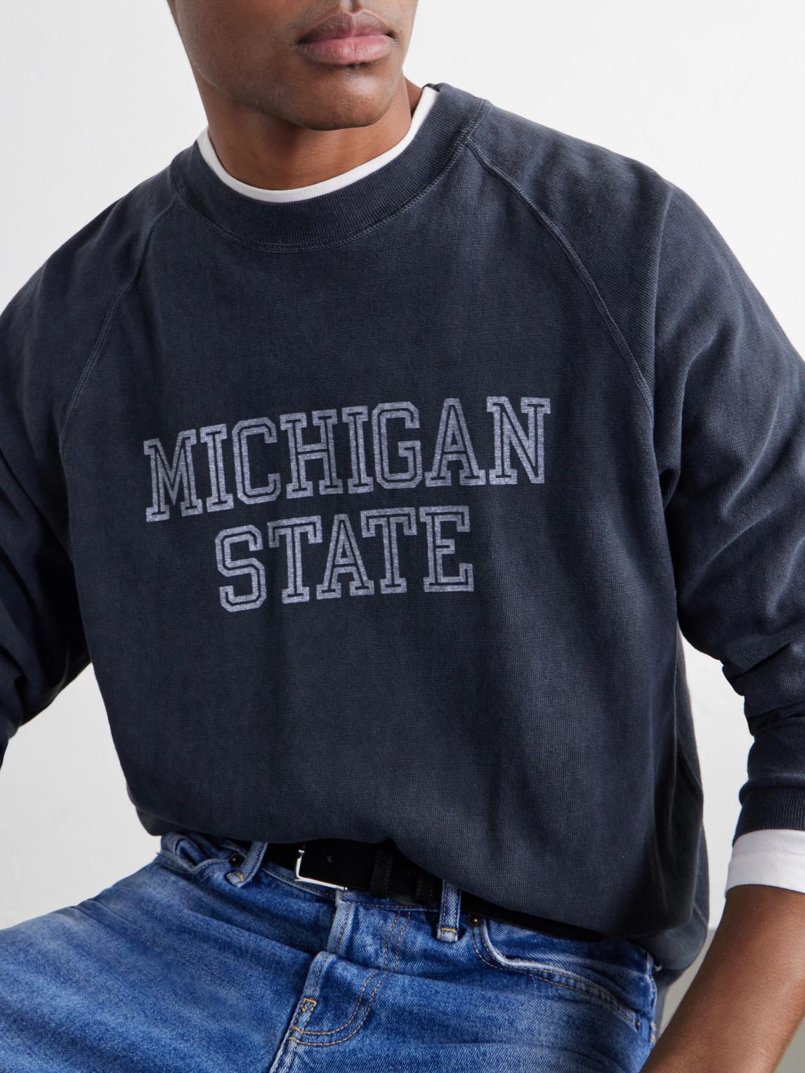 Remi Relief Michigan State Printed Cotton-Jersey T-Shirt in Blue