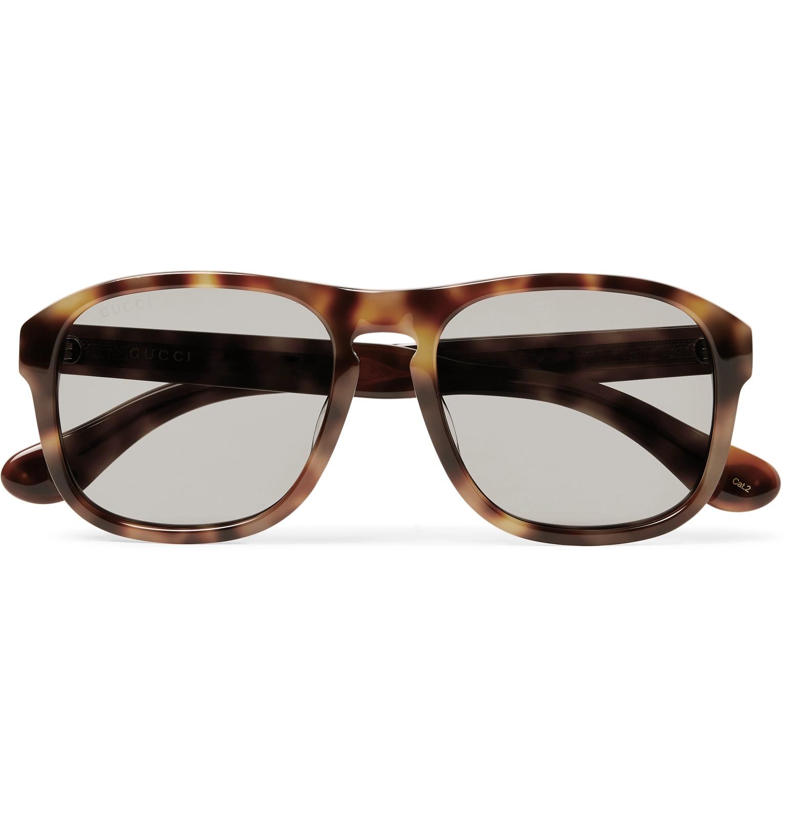 Gucci Aviator Style Tortoiseshell Acetate Sunglasses In Brown For Men