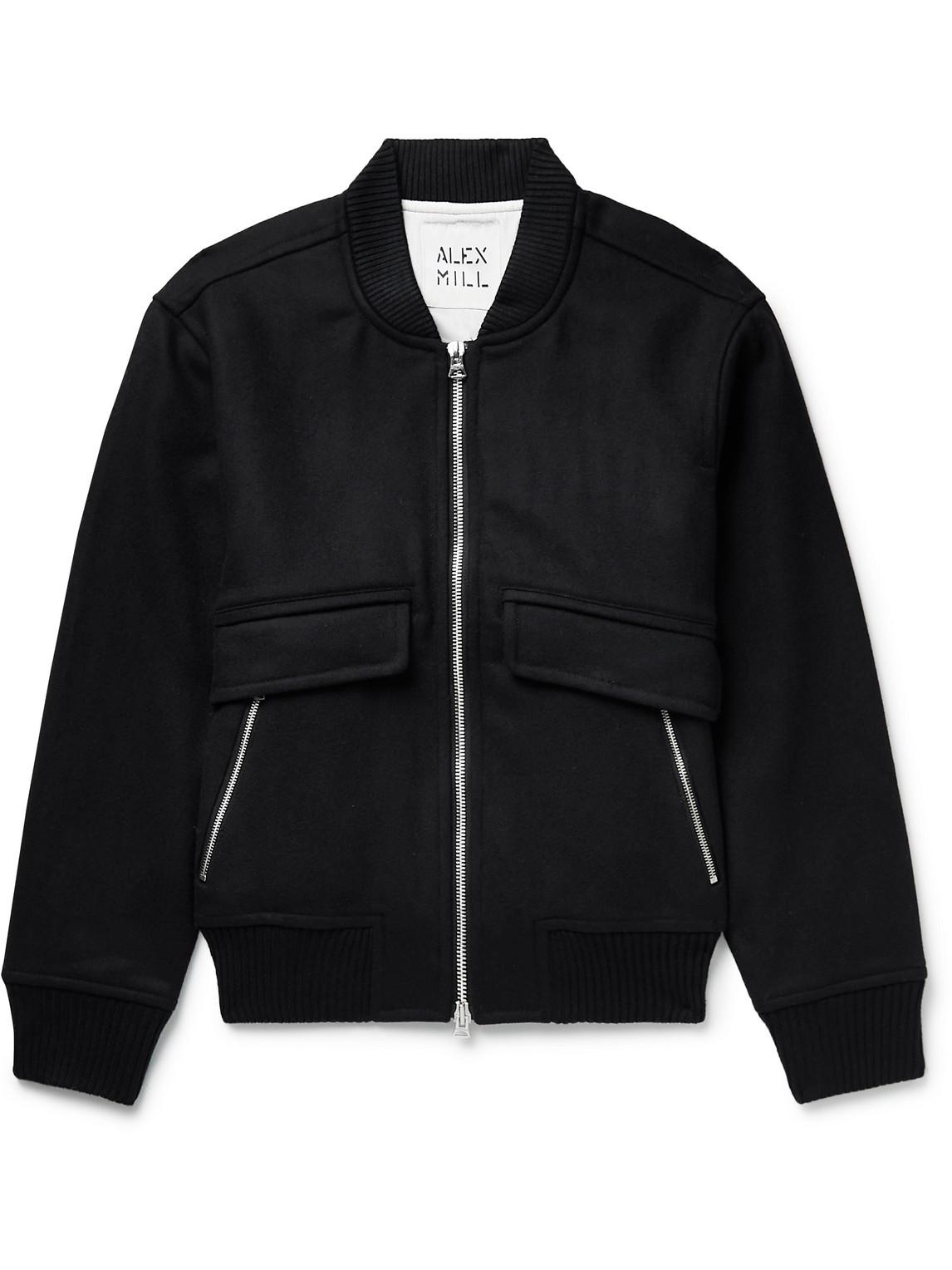 Alex Mill Melton Wool-blend Bomber Jacket in Black for Men | Lyst