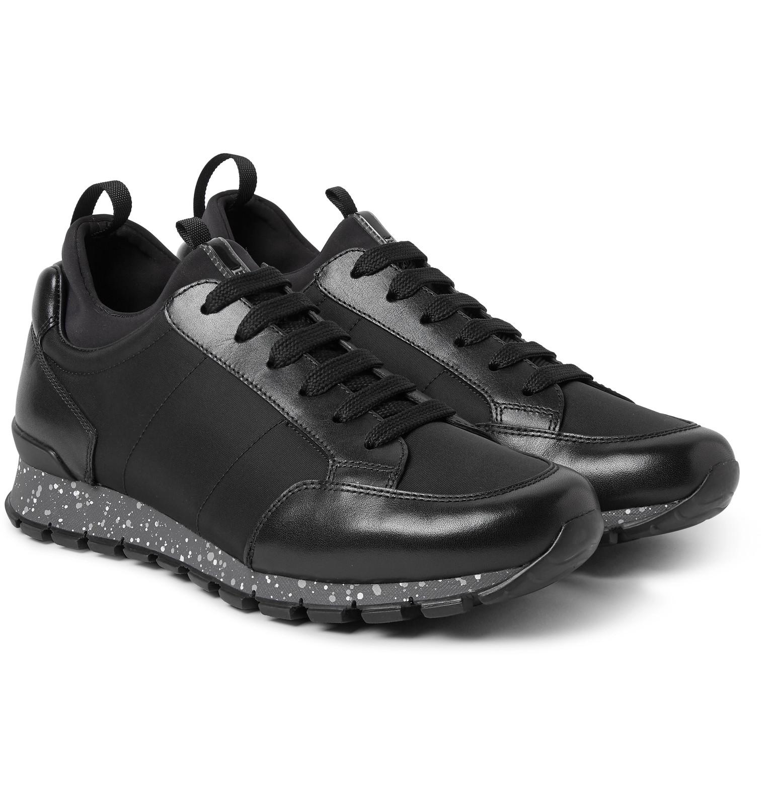 Prada Leather Sneaker in Black for Men - Lyst