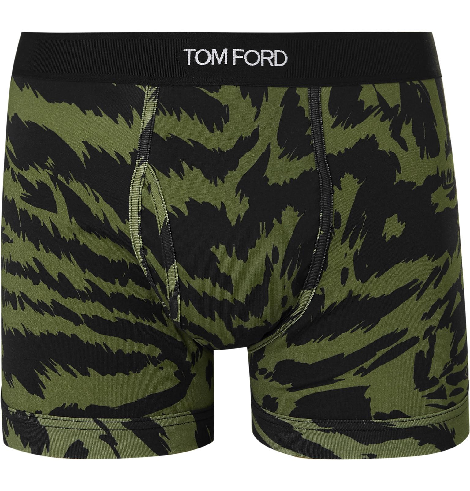 Tom Ford Zebraprint Stretchcotton Boxer Briefs in Green for Men Lyst