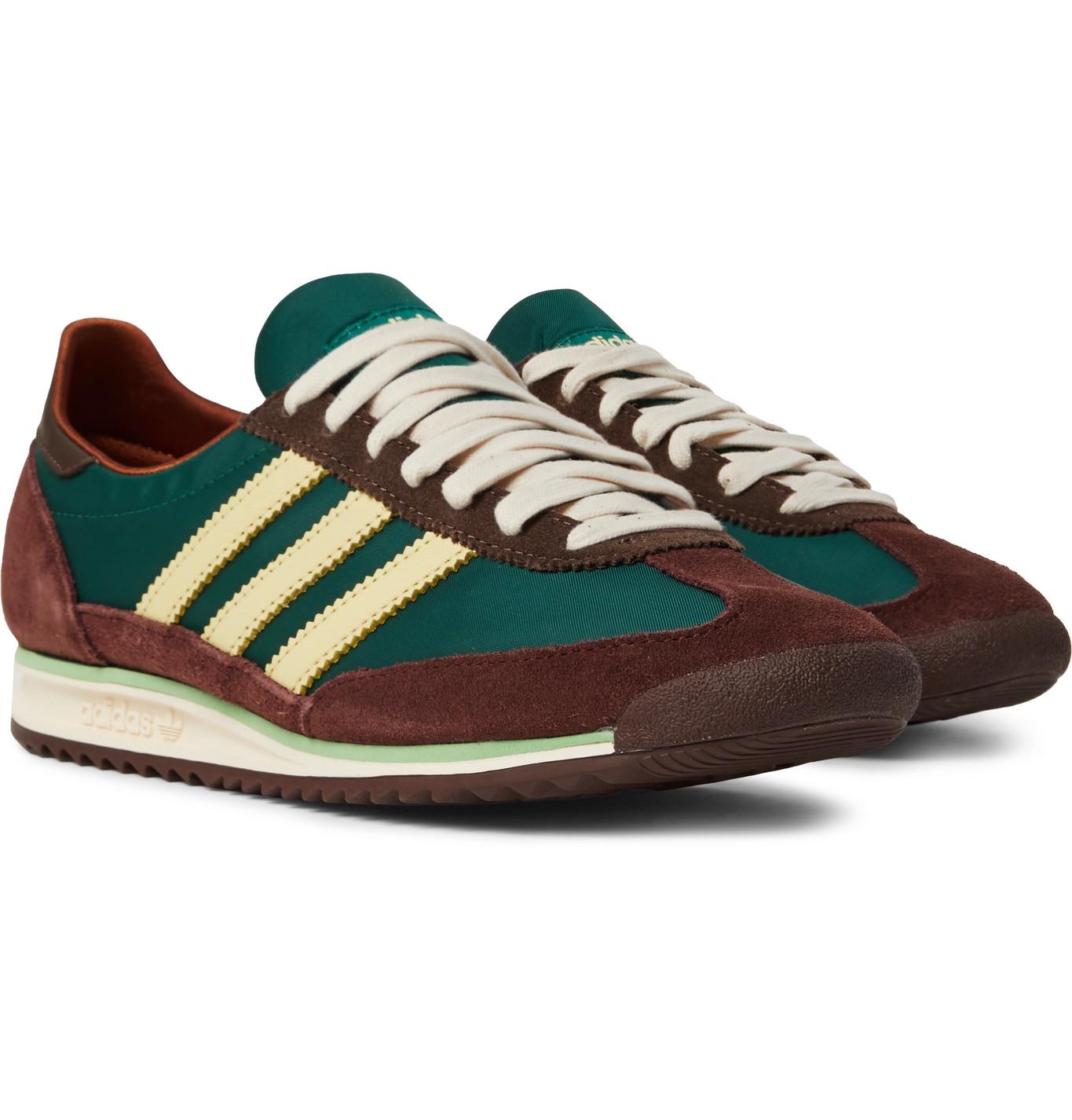 adidas Originals Wales Bonner Sl72 Shell, Leather And Suede Sneakers in  Green for Men | Lyst