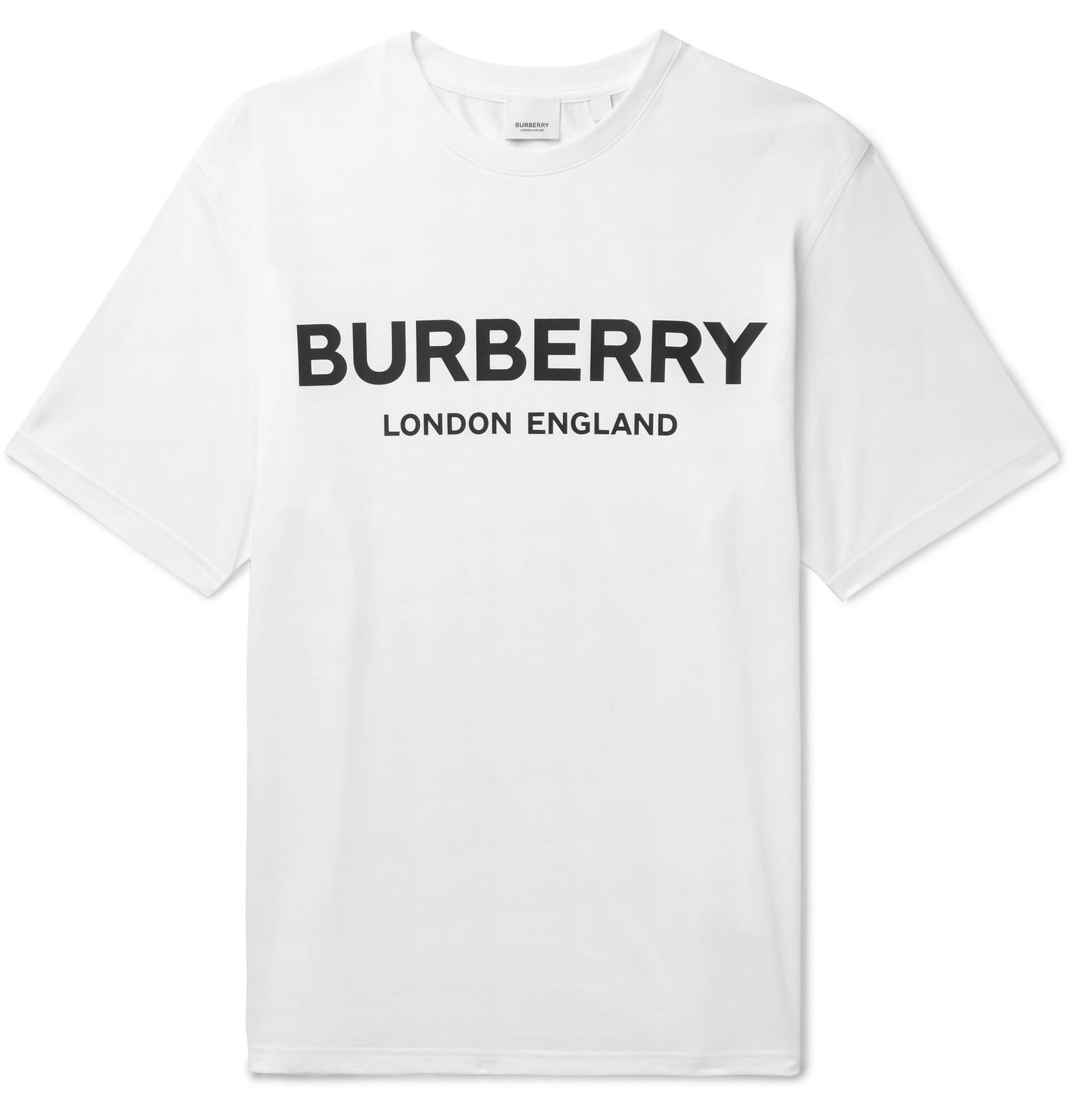 Burberry Logo-print Cotton-jersey T-shirt in White for Men - Save 59% ...