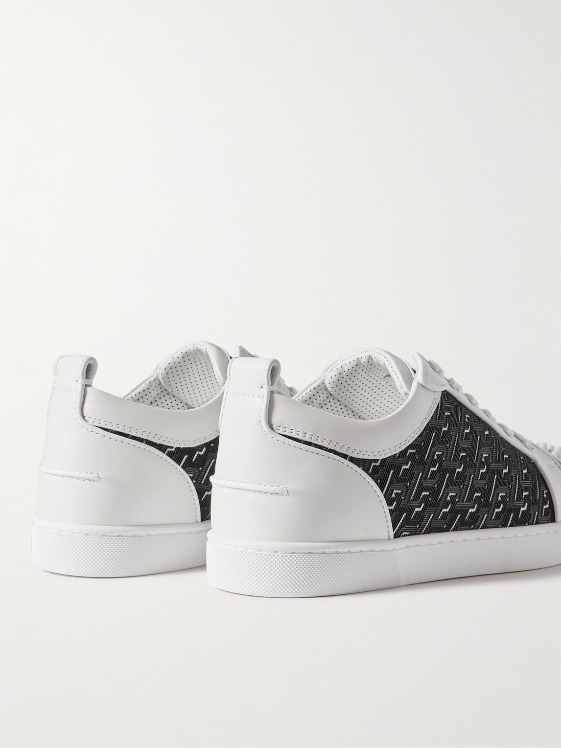 Louis Junior Spikes Rubber-Trimmed Mesh and Suede Sneakers