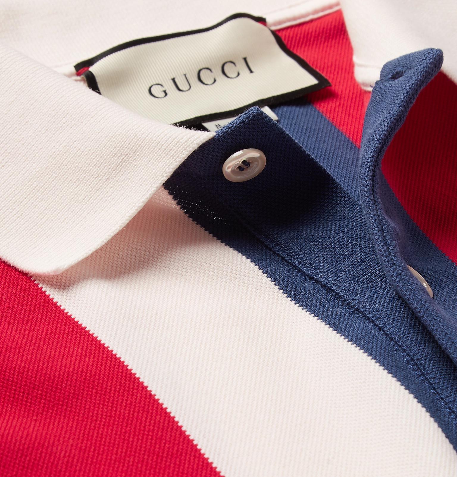Gucci Cotton Logo Baiadera Polo in Red for Men - Lyst