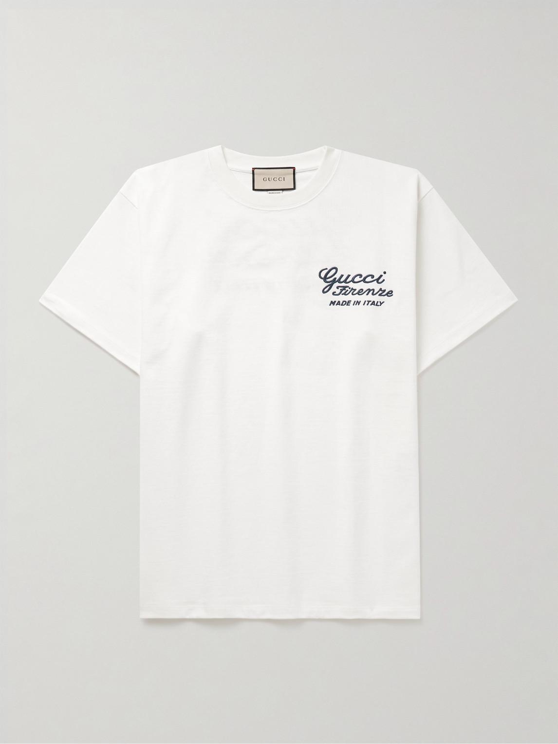 Gucci Cotton Jersey T-shirt With Embroidery in White for Men