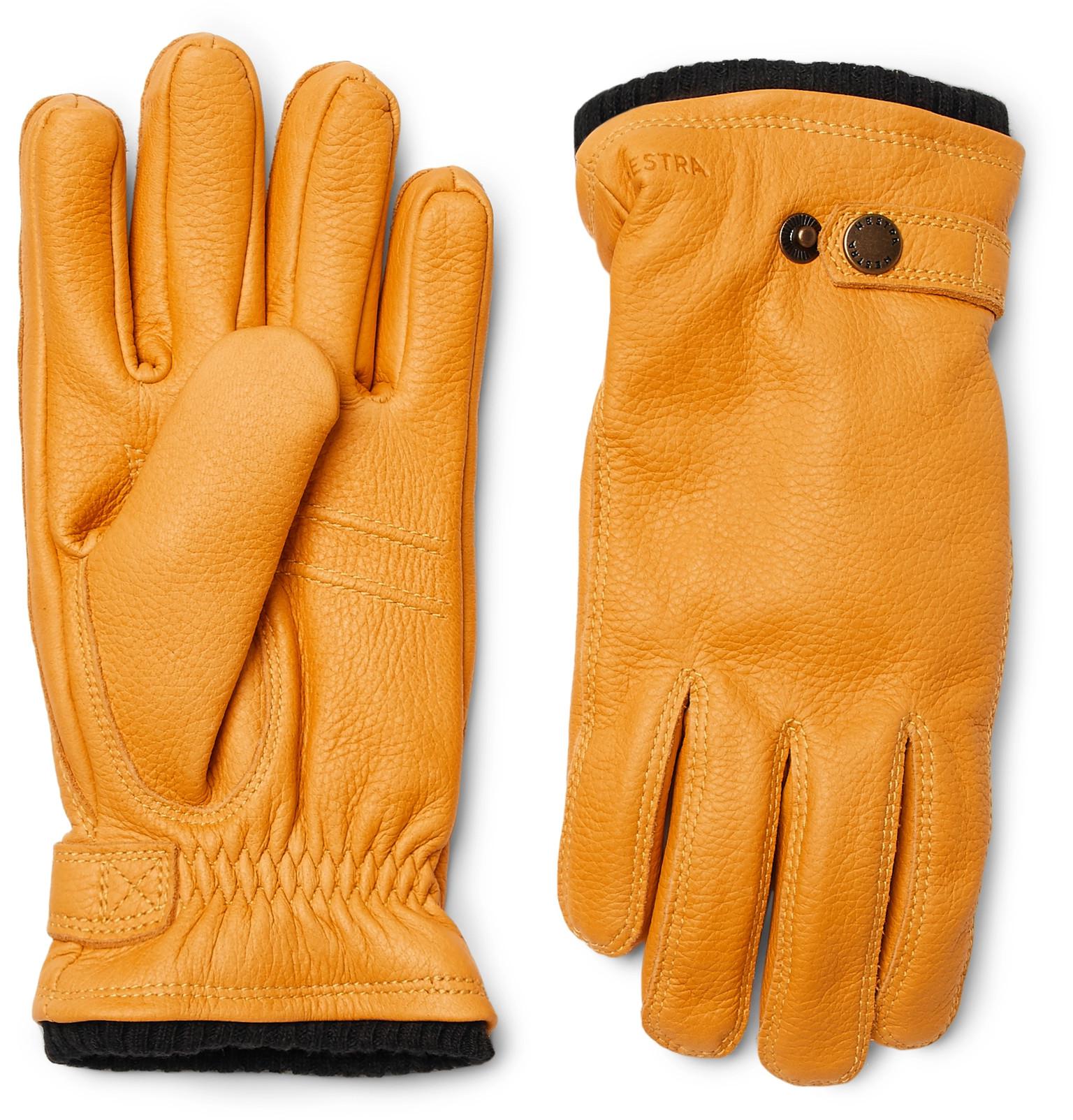 Hestra Utsjö Fleecelined Fullgrain Leather Gloves in Yellow for Men