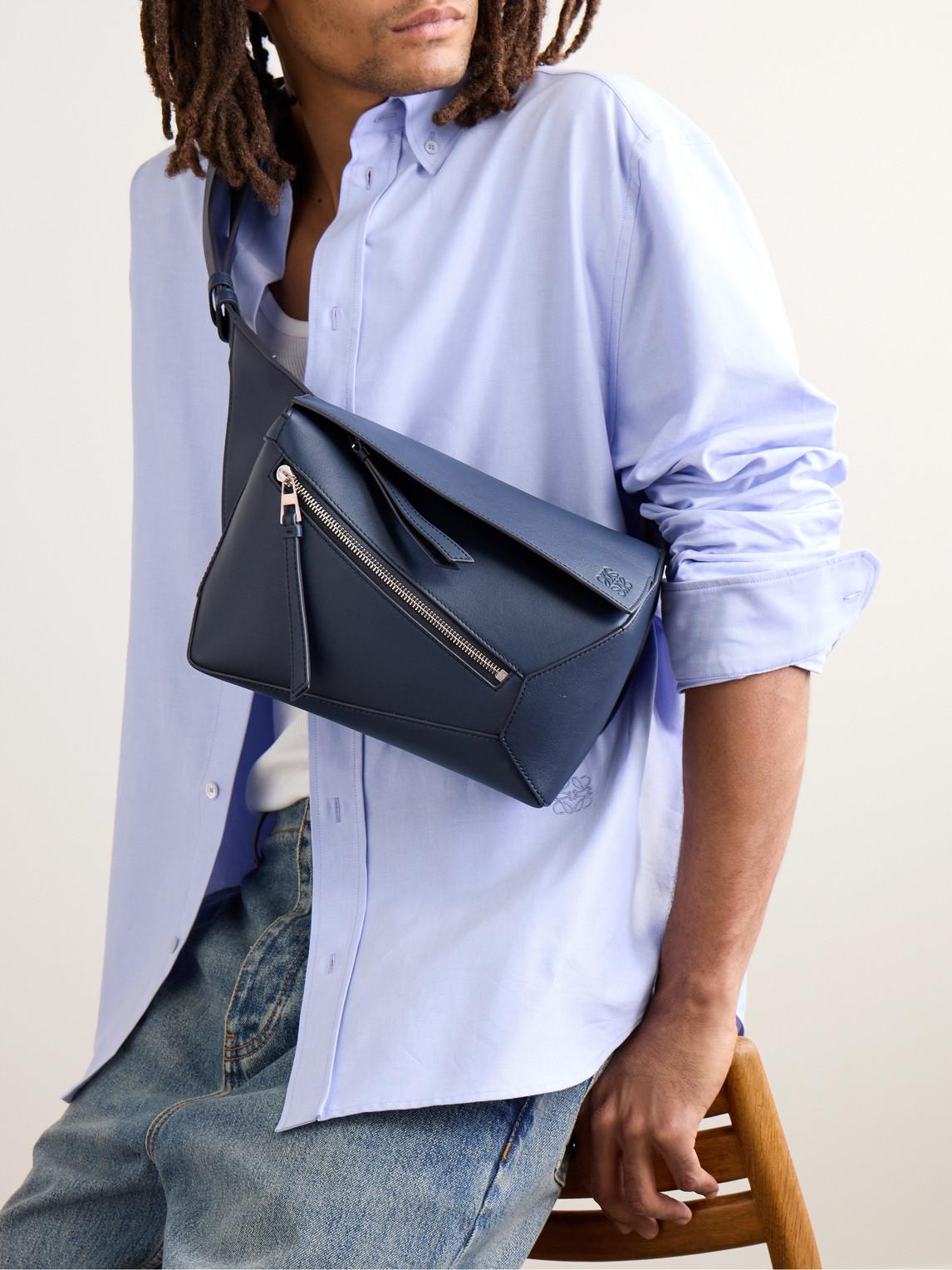 Loewe Puzzle Edge Small Leather Belt Bag in Blue for Men