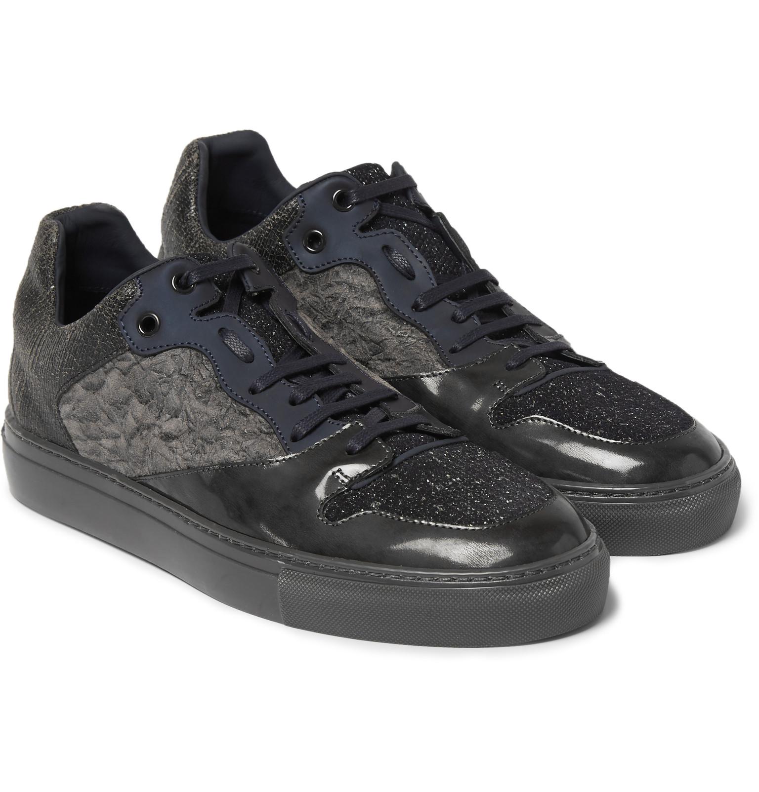 Balenciaga Texturedleather, Suede And Woven Sneakers in