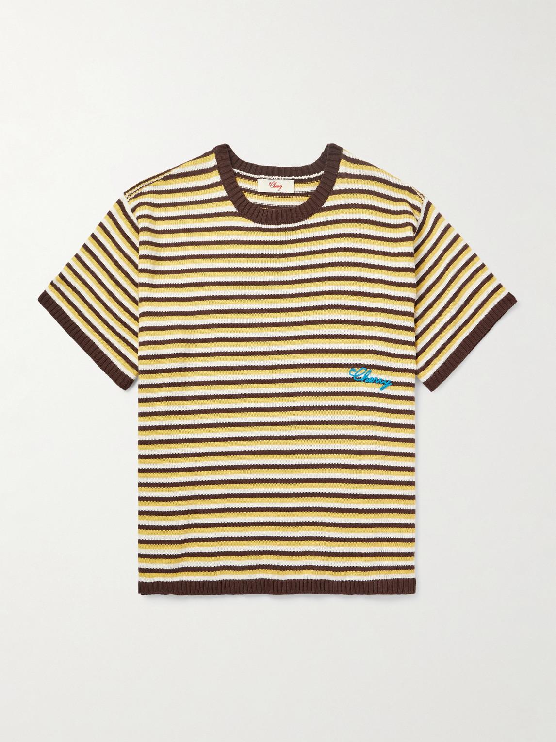 ☆KIRSH☆ Cherry Lace Tape Slim T-Shirt Light Yellow KIRSH ]☆CHERRY LACE TAPE SLIM T-SHIRT (KIRSH/Tシャツ